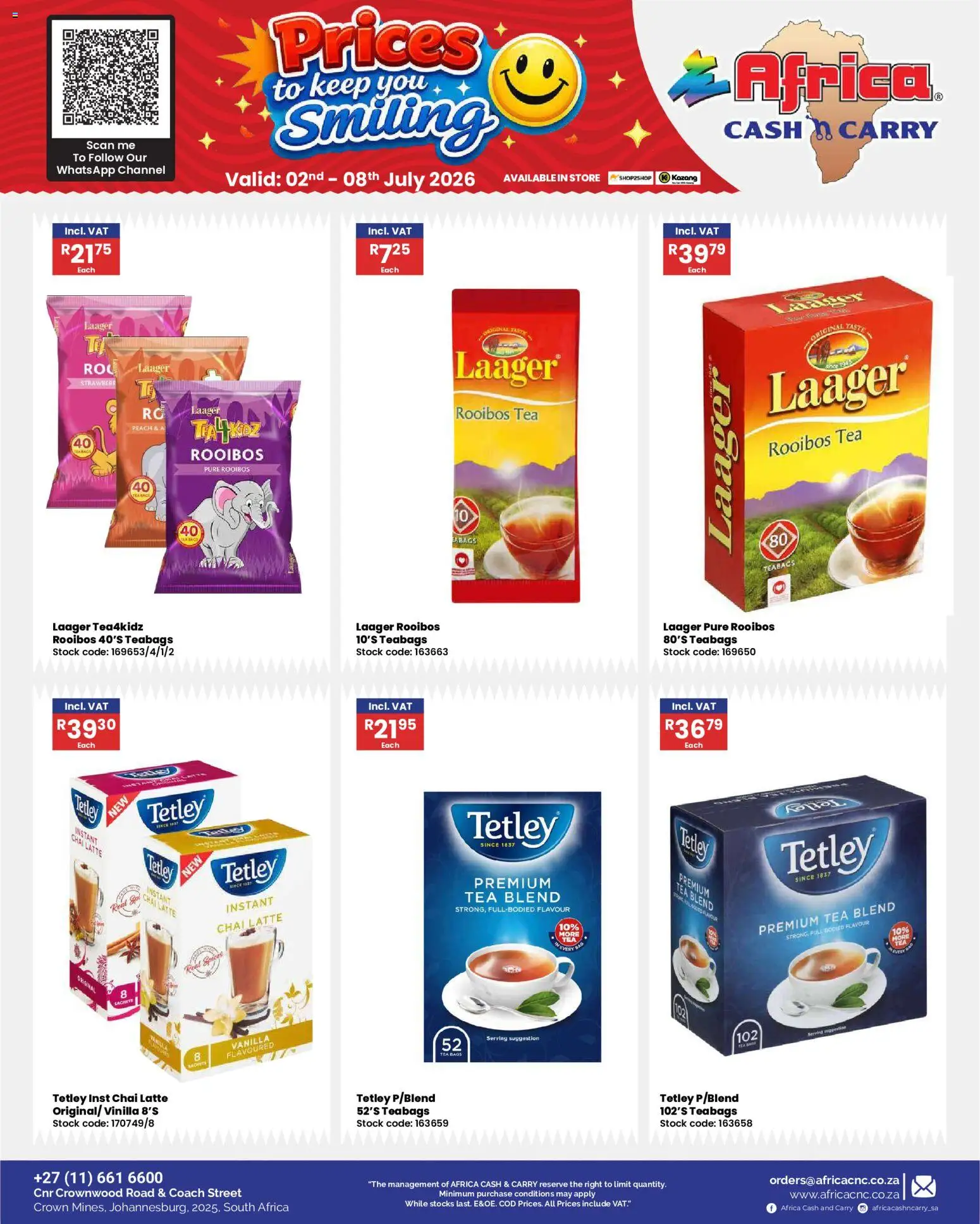 New Africa Cash & Carry catalogue – valid from 02/07/2026 | Page: 26 | Products: Bag, Tea, Stock, Peach