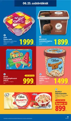 Lidl akciós újság - amely érvényes a következő dátumtól: 2026.06.25. | Oldal: 23 | Termékek: Meggy, Bourbon, Jégkrém