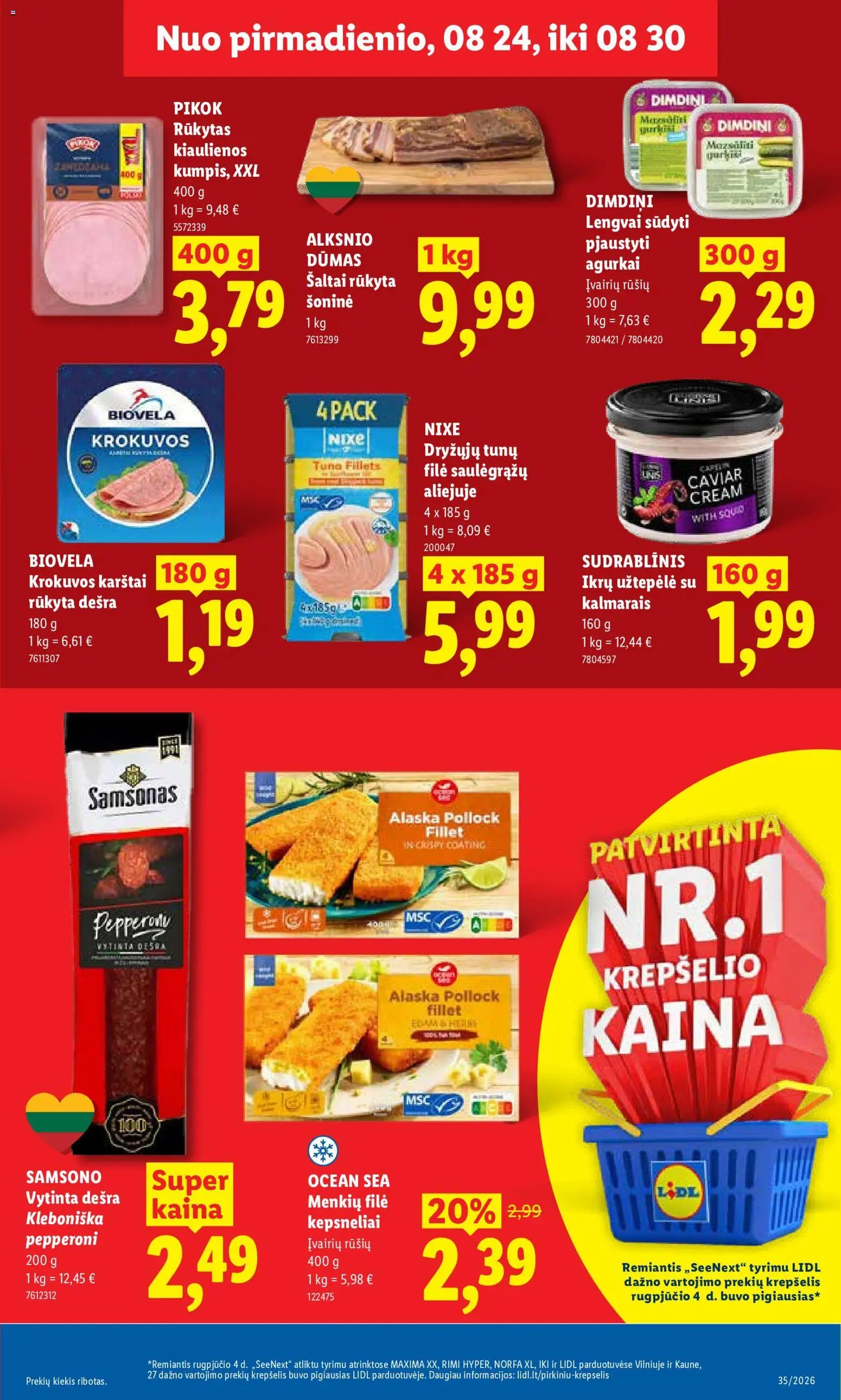 LIDL akcijos nuo 2026.08.24 | Puslapis: 23 | Prekių: Agurkai, Užtepėlė, Kiaulienos, Krepšelis