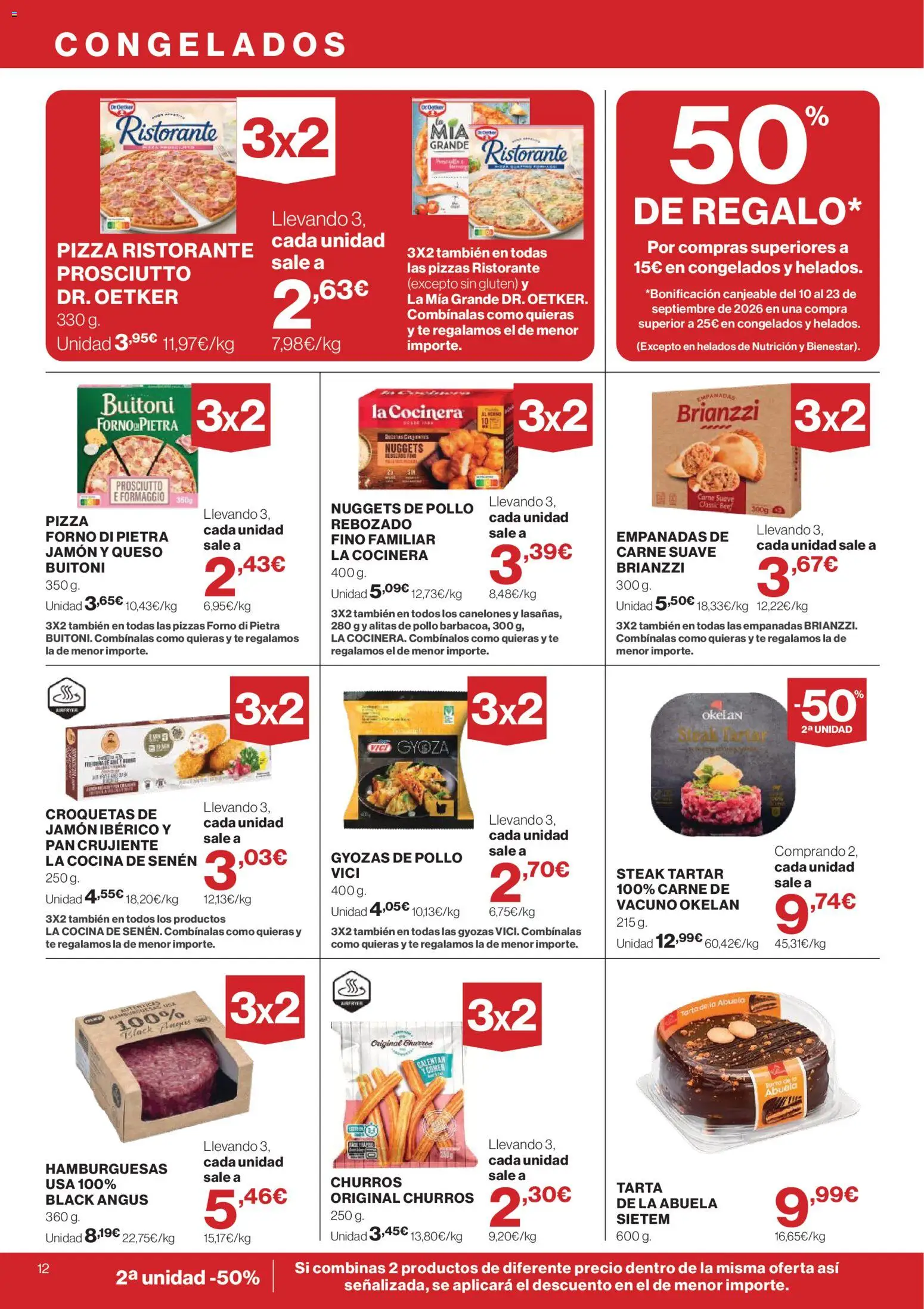 El Corte Inglés ofertas │ válido desde el 26/08/2026 | Página: 12 | Productos: Tarta, Alitas de pollo, Té, Nuggets