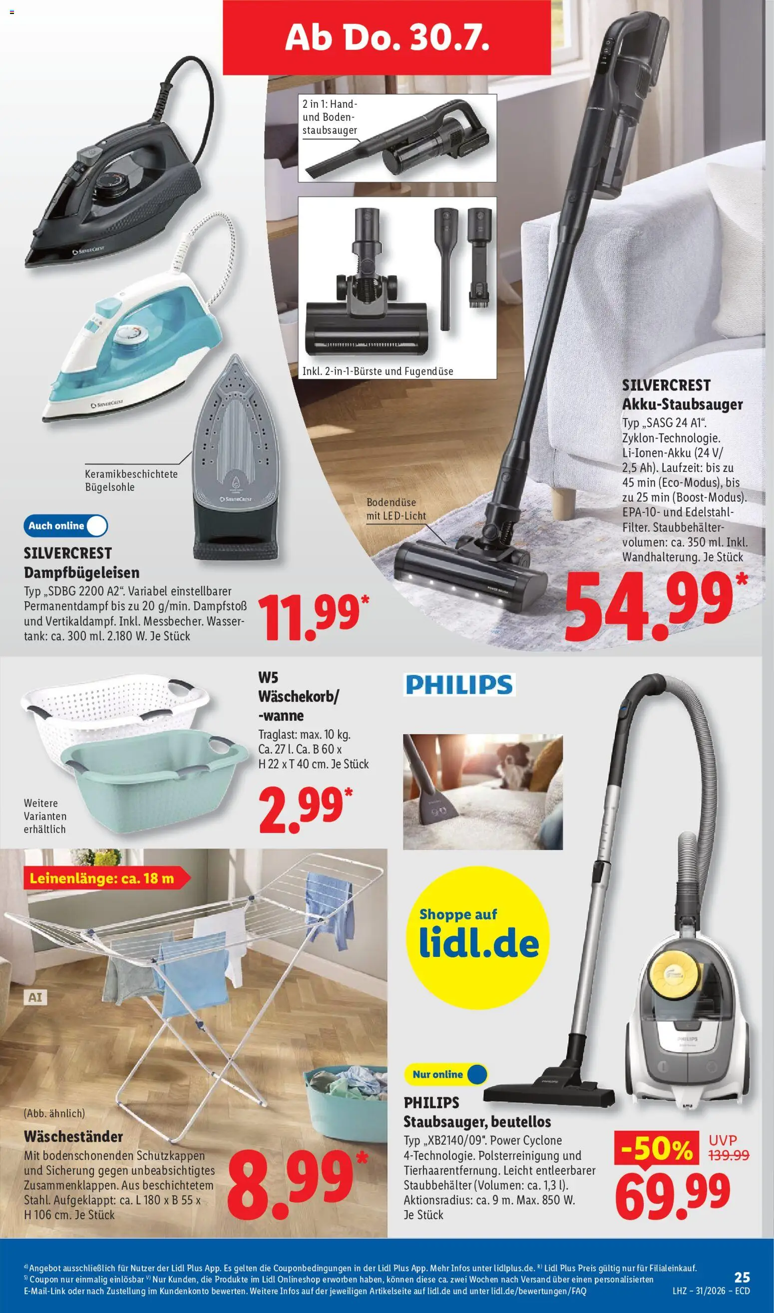Lidl Prospekt – gültig ab 27.07.2026 | Seite: 41 | Produkte: Philips, Staubsauger, Wasser, Waschestander