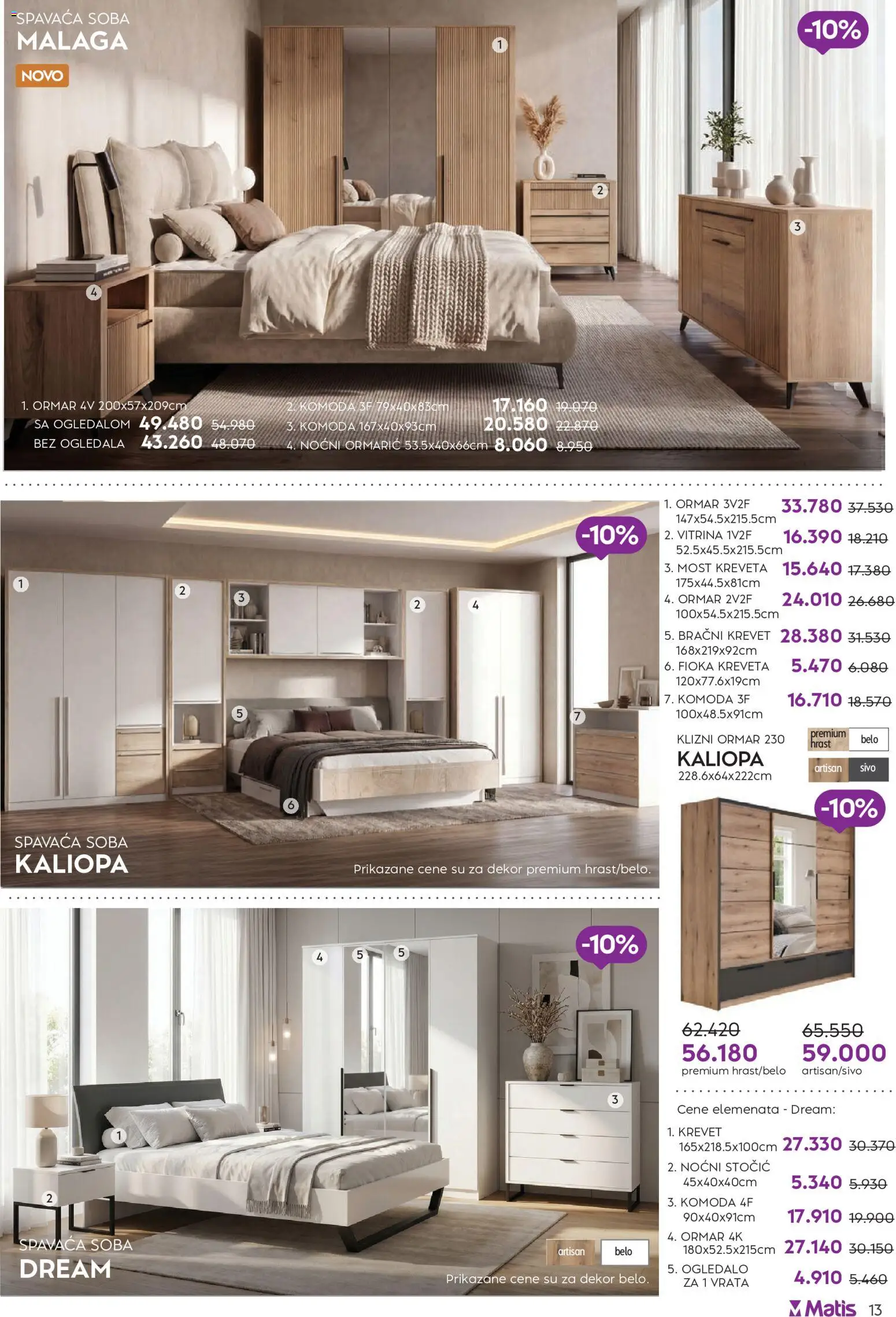Matis katalog - važi od 19.10.2026 | Strana: 13 | Proizvode: Noćni ormarić, Vrata, Ormar, Noćni stočić