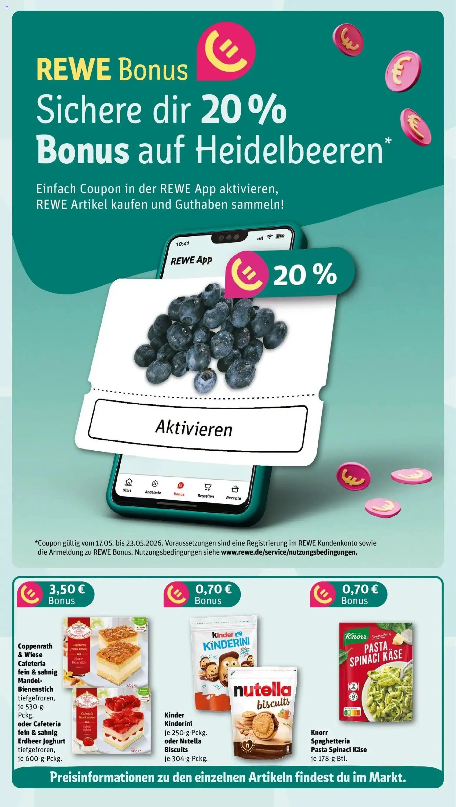 Rewe Prospekt Düsseldorf / Lierenfeld – gültig ab 17.05.2026 | Seite: 3 | Produkte: Käse, Joghurt, Nutella, Pasta