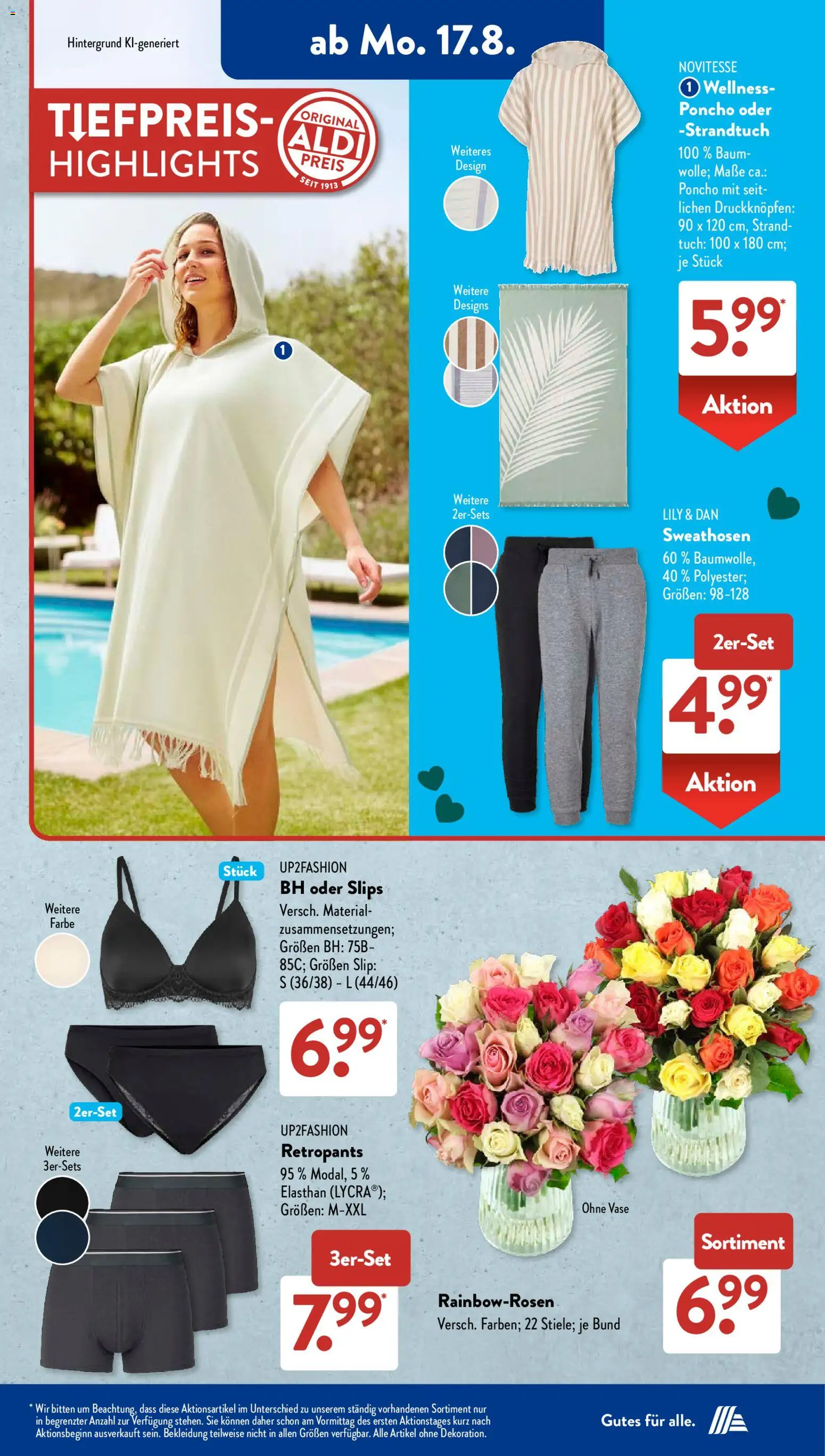 Aldi Süd Prospekt – gültig ab 17.08.2026 | Seite: 2 | Produkte: Up2fashion, Poncho, Vase, BH