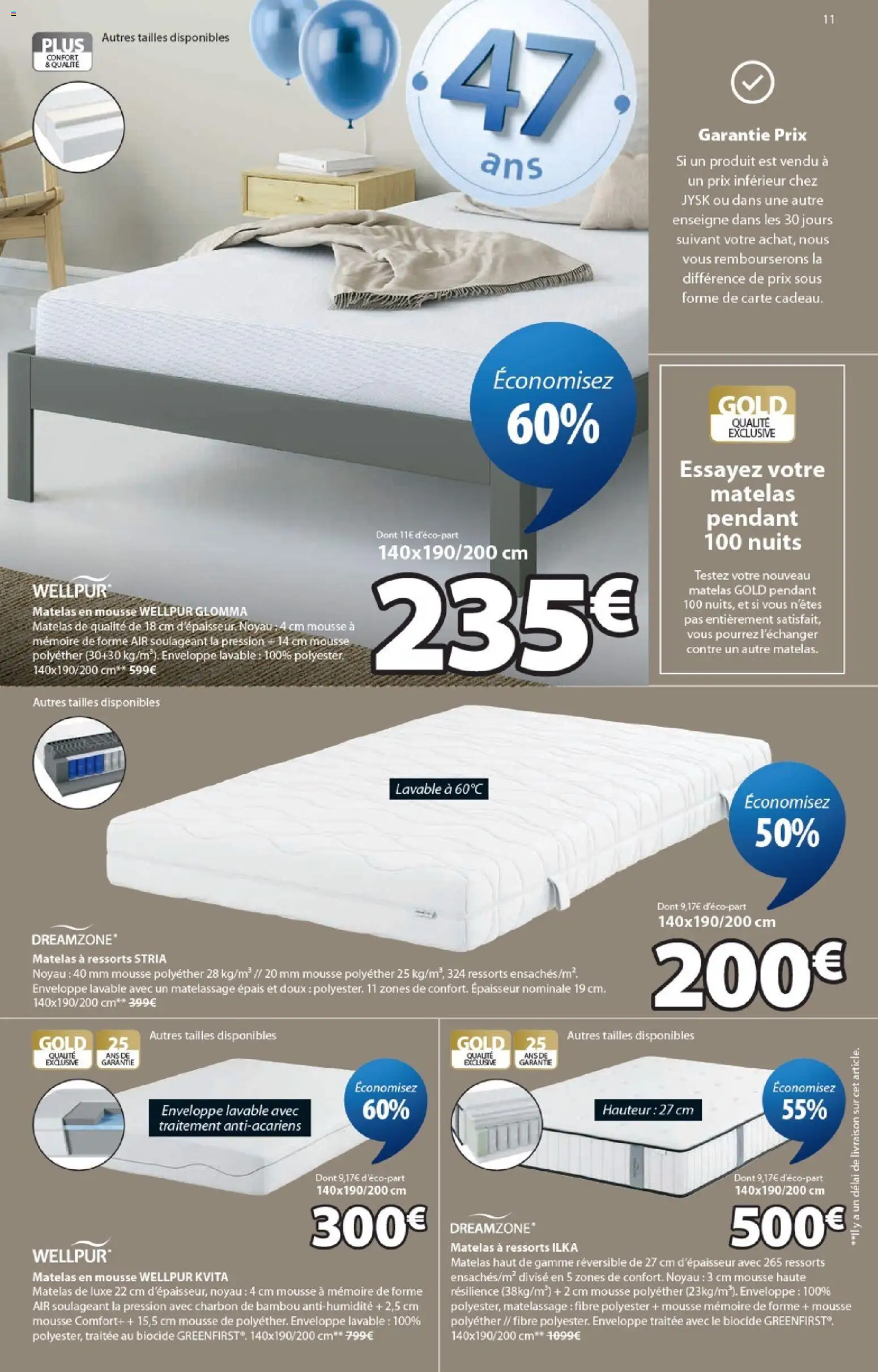 {H1} | Page: 11 | Produits: Enveloppe, Mousse, Matelas