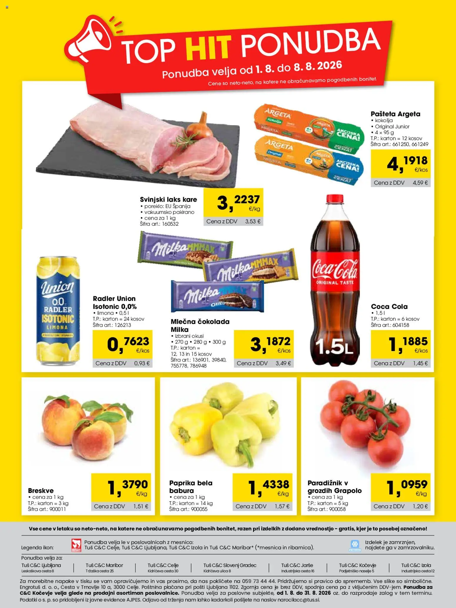 Novi Tuš katalog ponudbe – veljaven od 01.08.2026 | Stran: 24 | Izdelki: Pašteta, Radler, Paradiznik, Limona