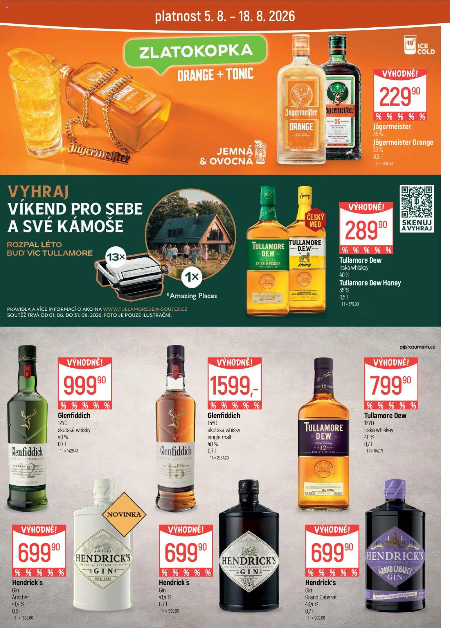 Globus leták od 05.08.2026 | Strana: 25 | Produkty: Tullamore Dew Honey, Whisky, Tonic, Tullamore Dew