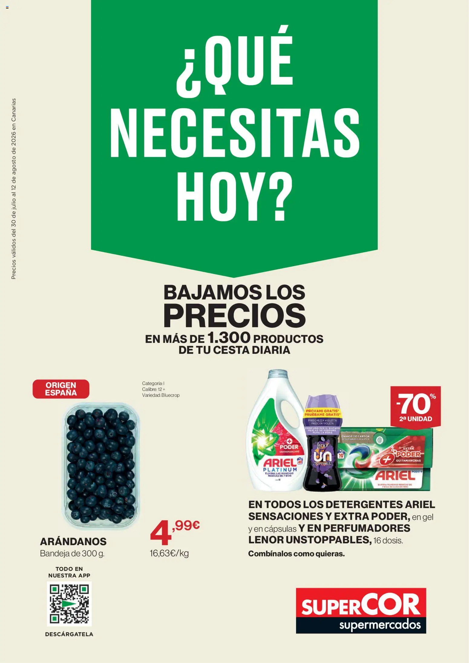 Supercor Canarias │ válido desde el 30/07/2026 | Página: 1 | Productos: Perfume, Quitamanchas, Bandeja, Cesta