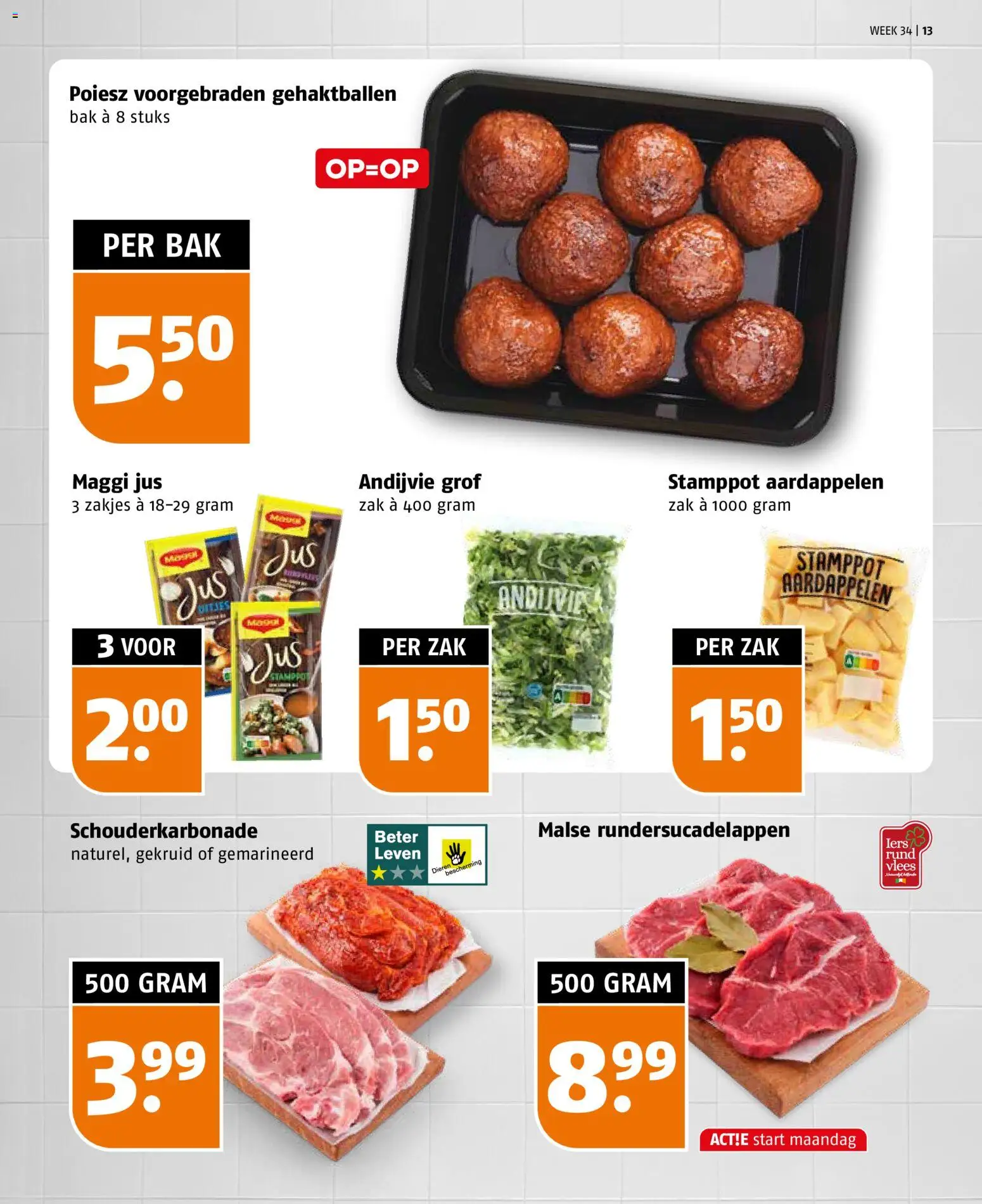 {H1} | Pagina: 13 | Producten: Vlees, Zak, Aardappelen