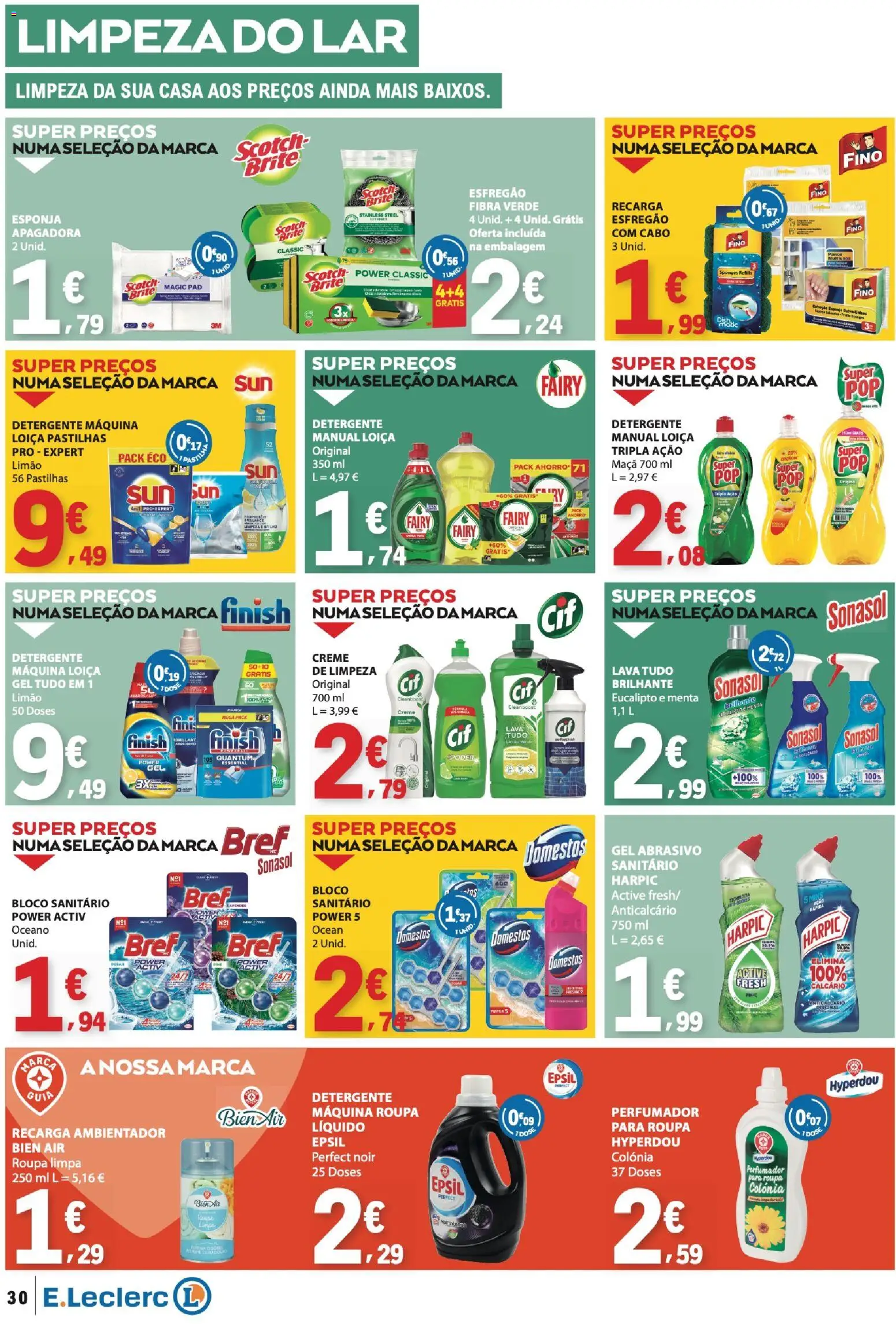 E.Leclerc folheto │ válido de 24/09/2026 | Página: 30 | Produtos: Esfregão, Ambientador, Maça, Creme