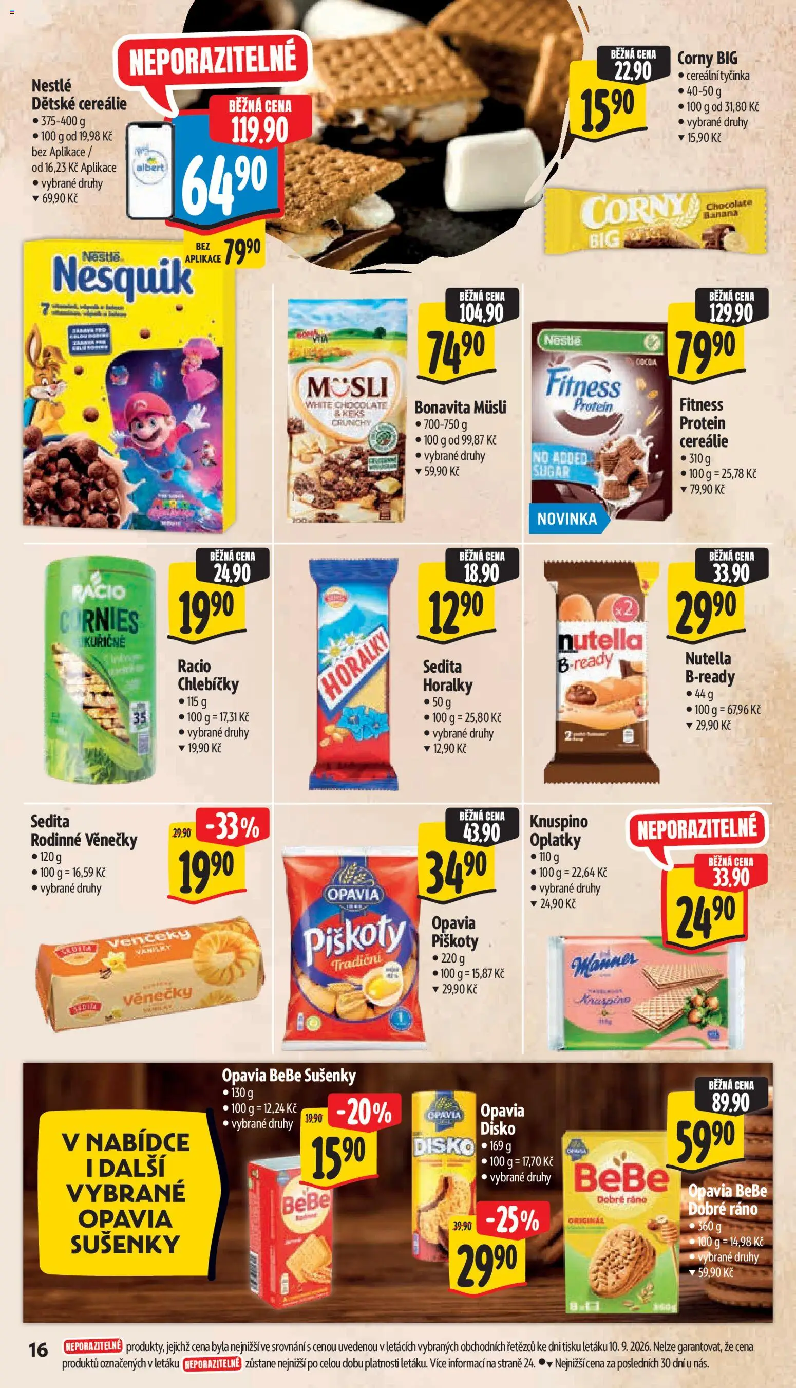 Albert leták - Supermarket - Šumperk od 16.09.2026 | Strana: 26 | Produkty: Piškoty, Müsli, Bebe sušenky, Bebe