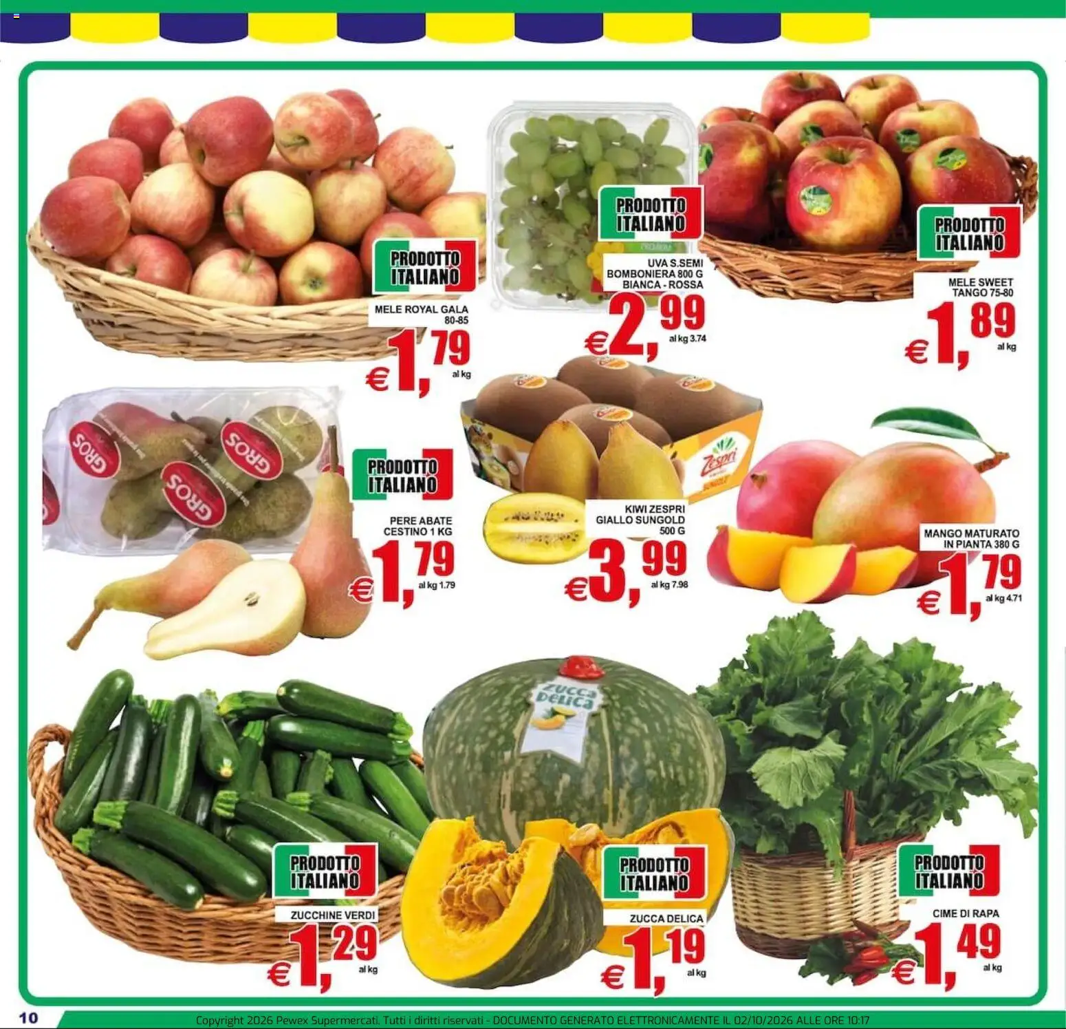 Volantino Pewex del 02/10/2026 | Pagina: 10 | Prodotti: Mele, Uva, Zucchine, Cestino