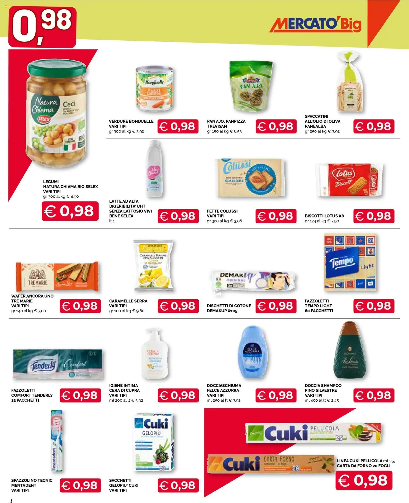 Volantino Mercatò del 17/09/2026 | Pagina: 3 | Prodotti: Legumi, Biscotti, Carta forno, Senza lattosio