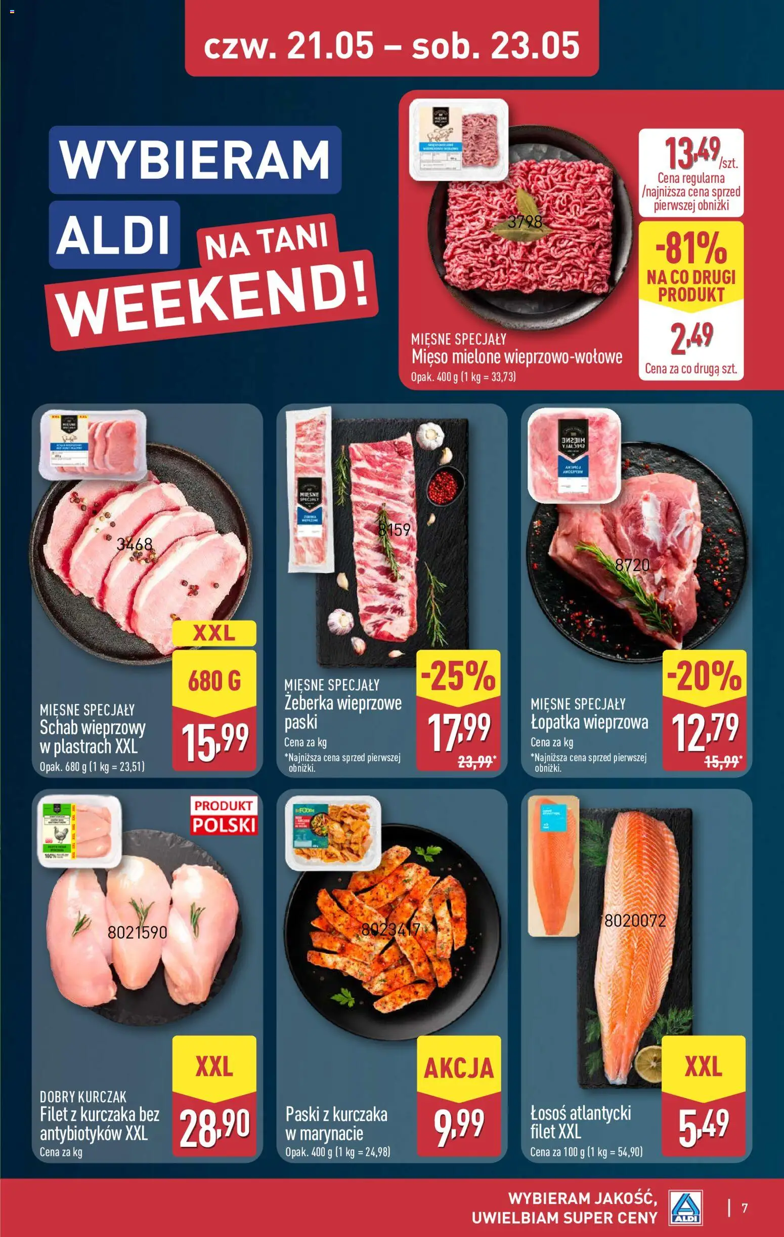 Aldi Polsko leták - Artykuły przemysłowe i tekstylia od 21.05.2026 | Strana: 7 | Produkty: Losos, Lopatka, Filet