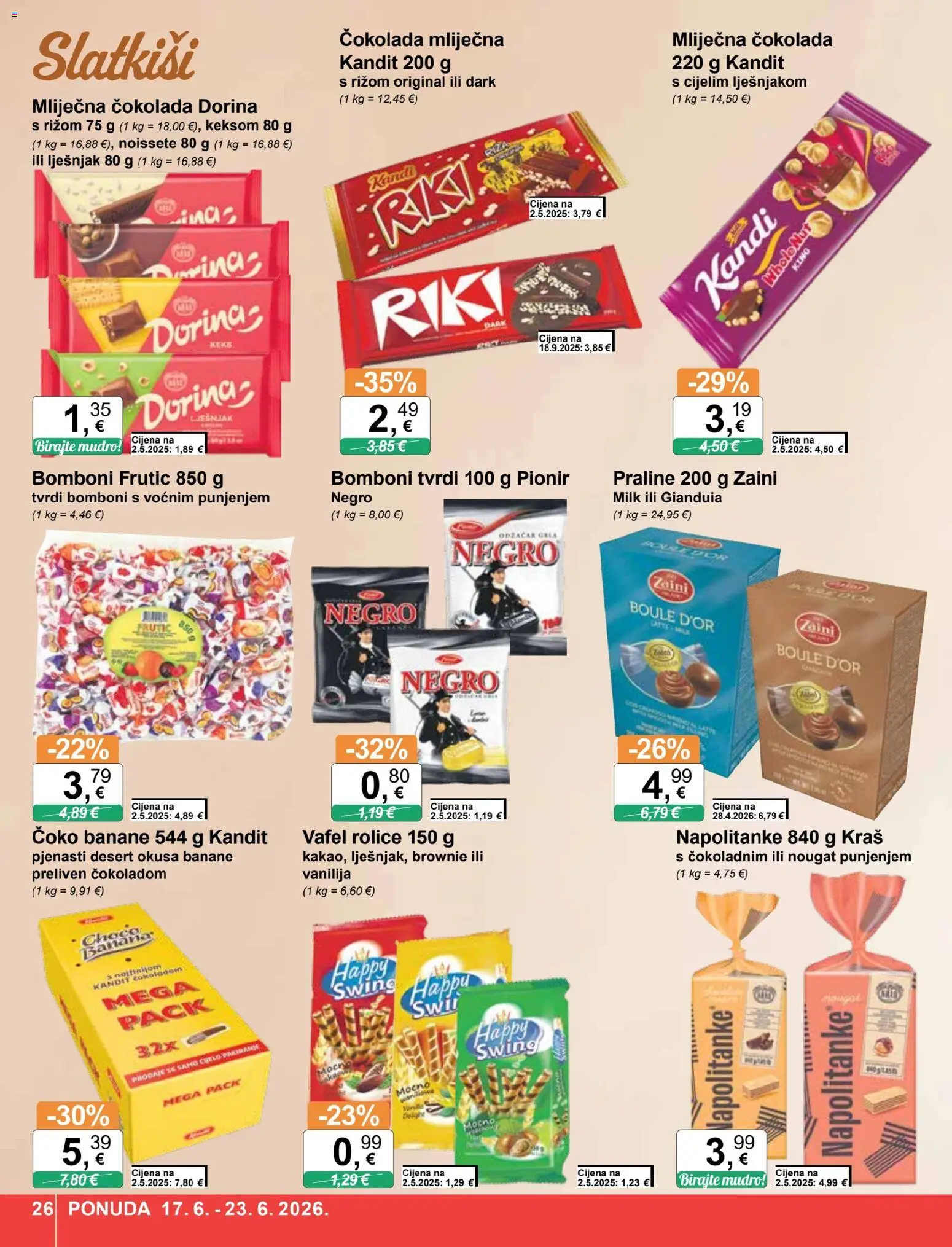KTC katalog | vrijedi od 17.06.2026 | Stranica: 26 | Proizvodi: Praline, Čokolada, Keks, Lješnjak