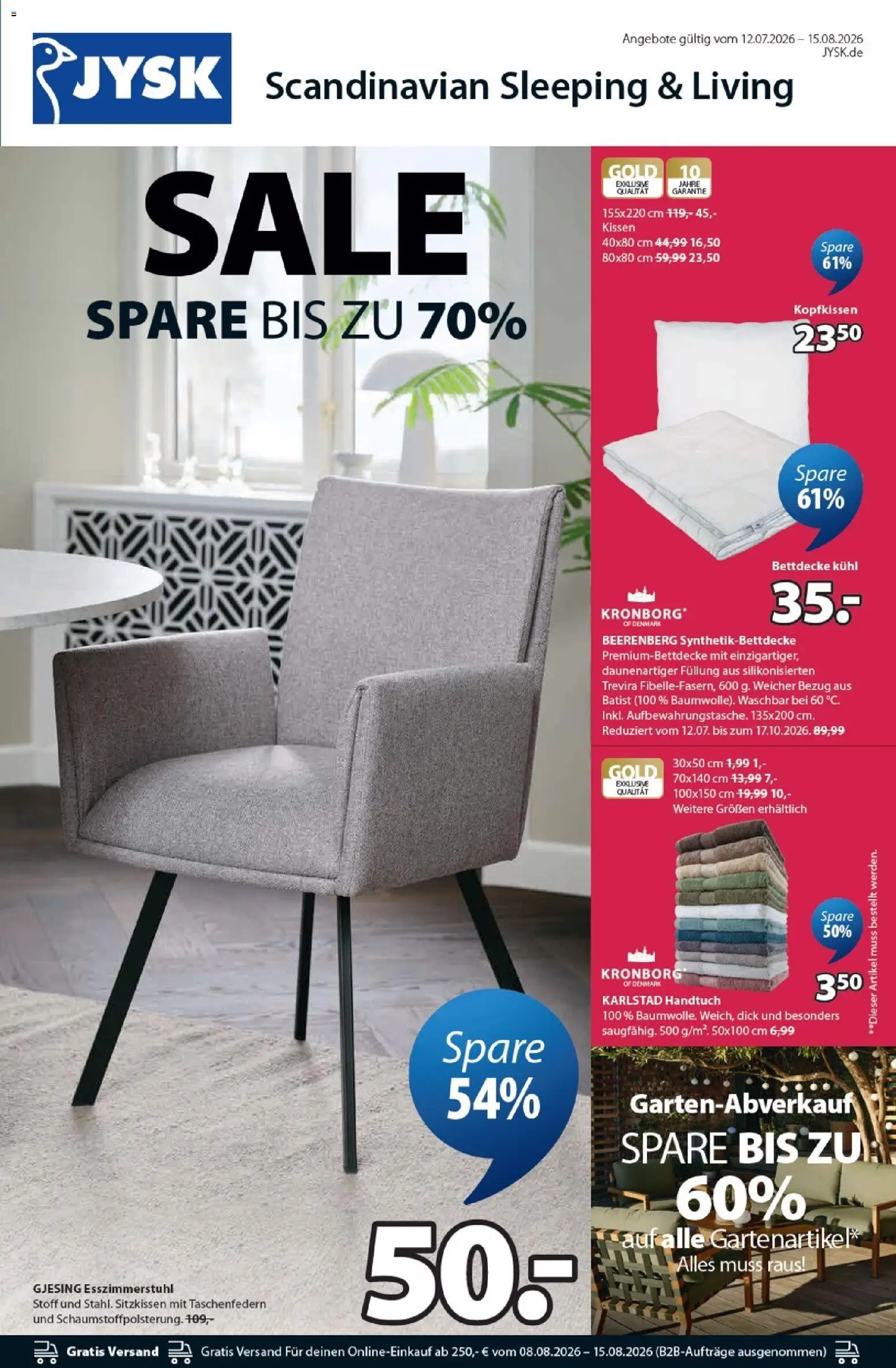 Prospekt JYSK – gültig ab 12.07.2026 | Seite: 1 | Produkte: Kissen, Bettdecke, Kopfkissen