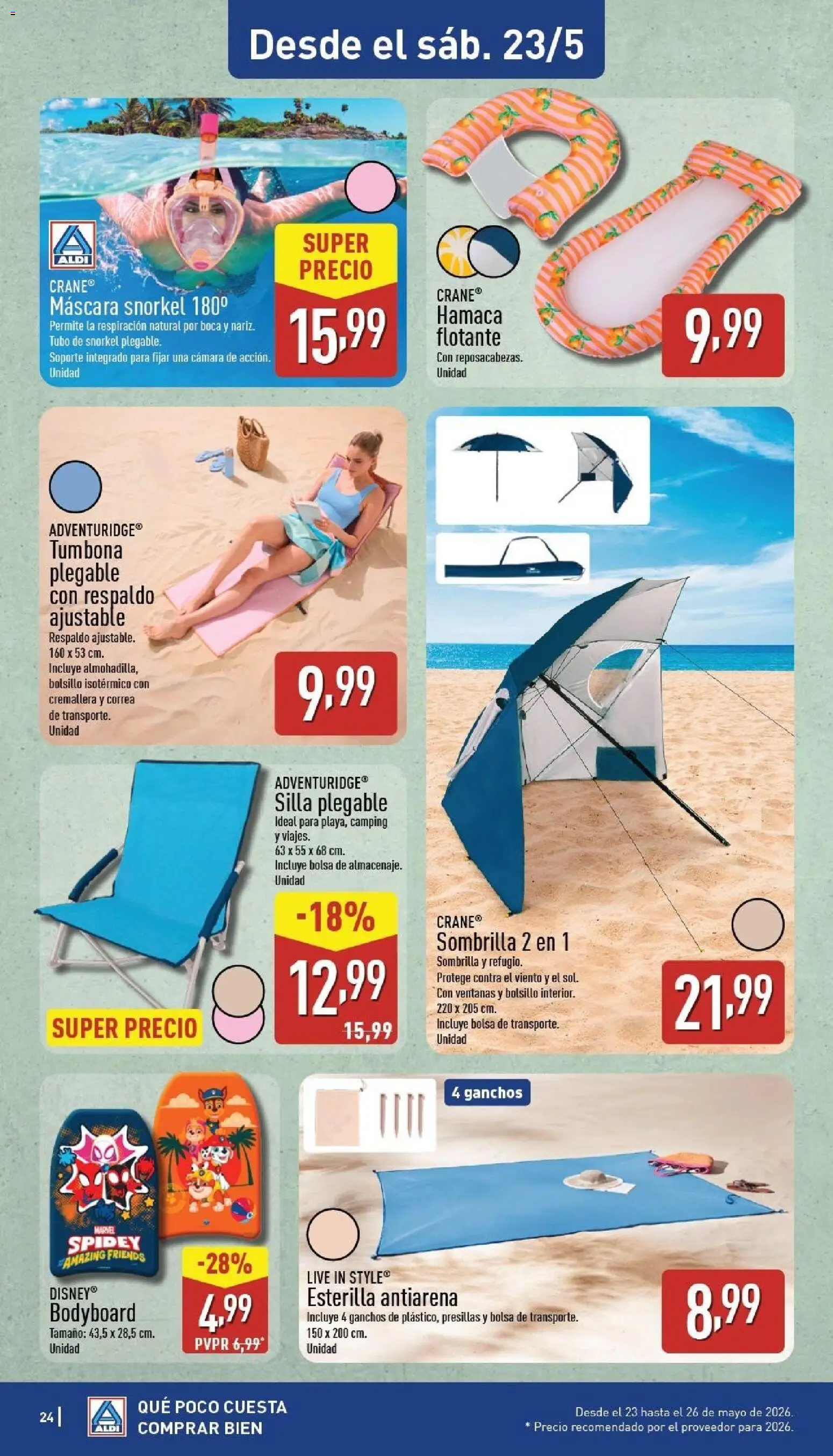 Aldi folleto Baleares │ válido desde el 18.05.2026 | Página: 24 | Productos: Máscara, Cámara, Tumbona, Silla