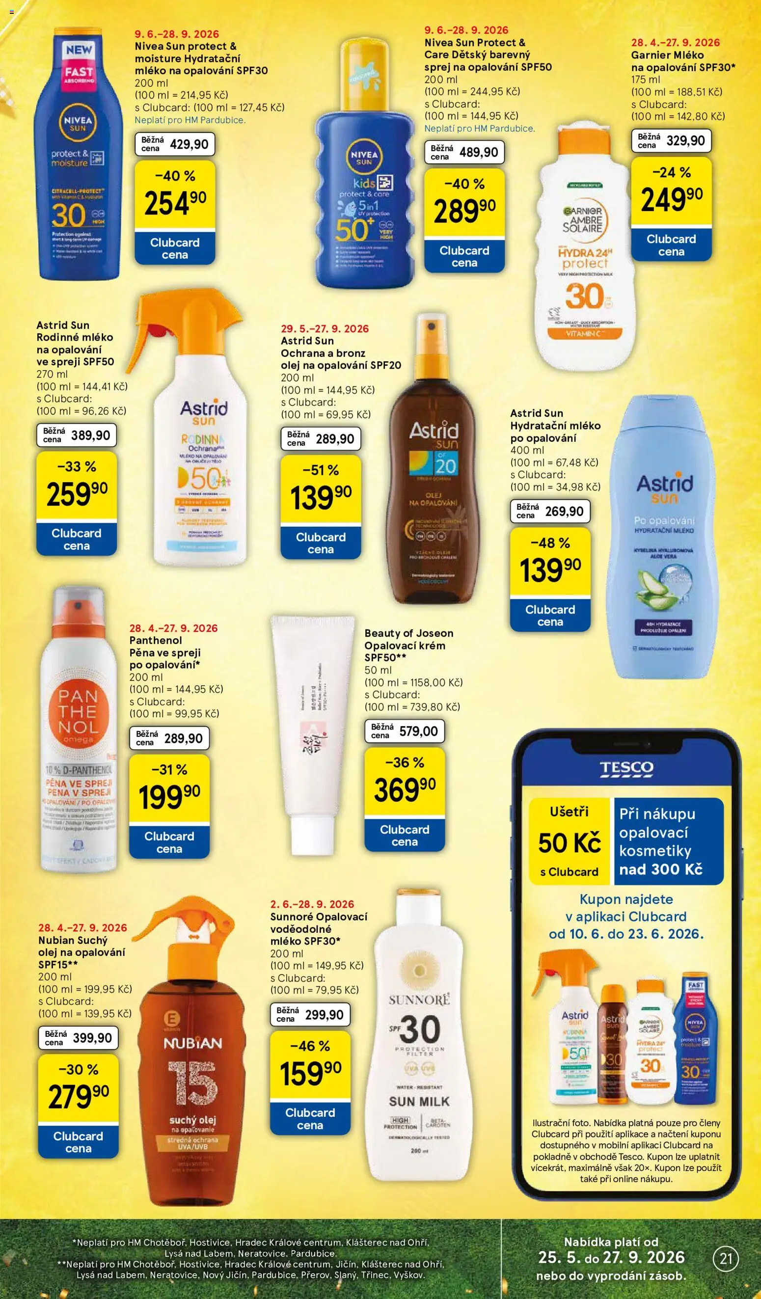 Tesco leták - Hypermarket od 10.06.2026 | Strana: 21 | Produkty: Opalovací krém, Olej na opalování, Olej, Omega