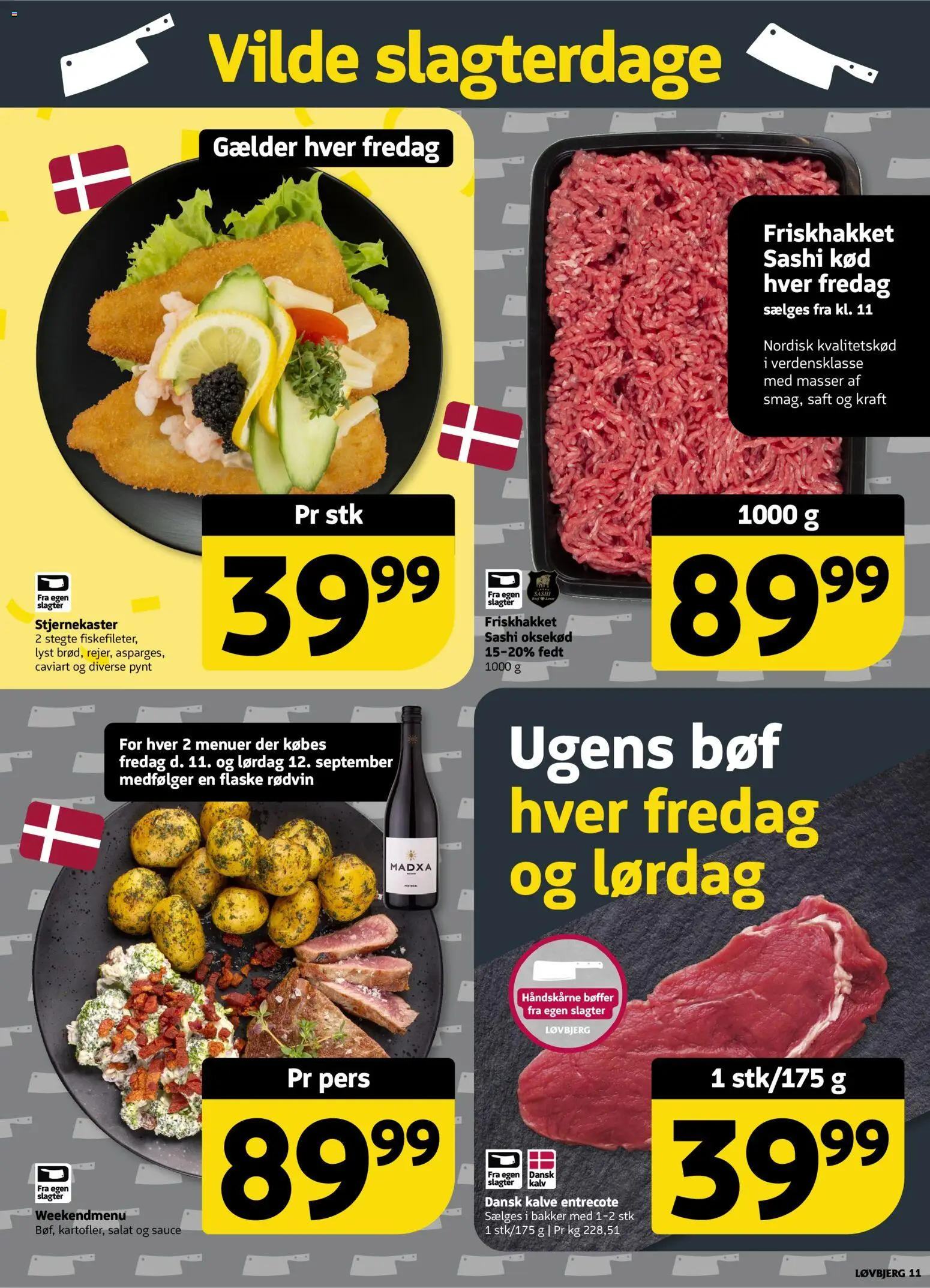 Løvbjerg tilbudsavis – gyldig fra 11/09/2026 | Side: 11 | Produkter: Bøffer, Oksekød, Salat, Entrecote