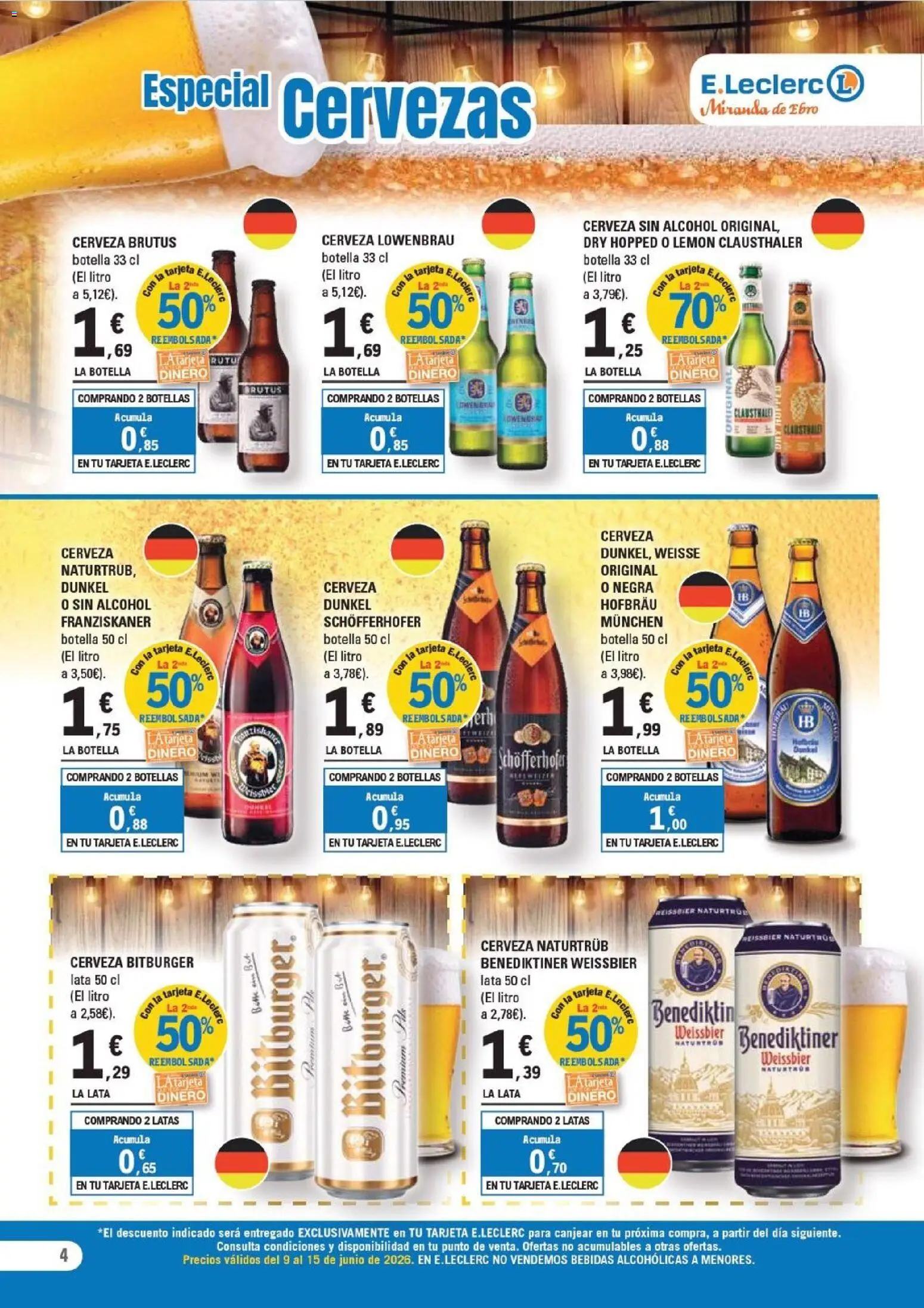 E.Leclerc Miranda de Ebro │ válido desde el 09.06.2026 | Página: 4 | Productos: Cerveza sin alcohol, Cerveza
