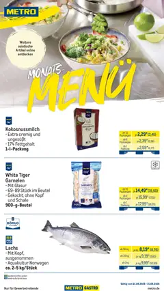 Metro Monats-Menü ab 01.08.2026 gültig