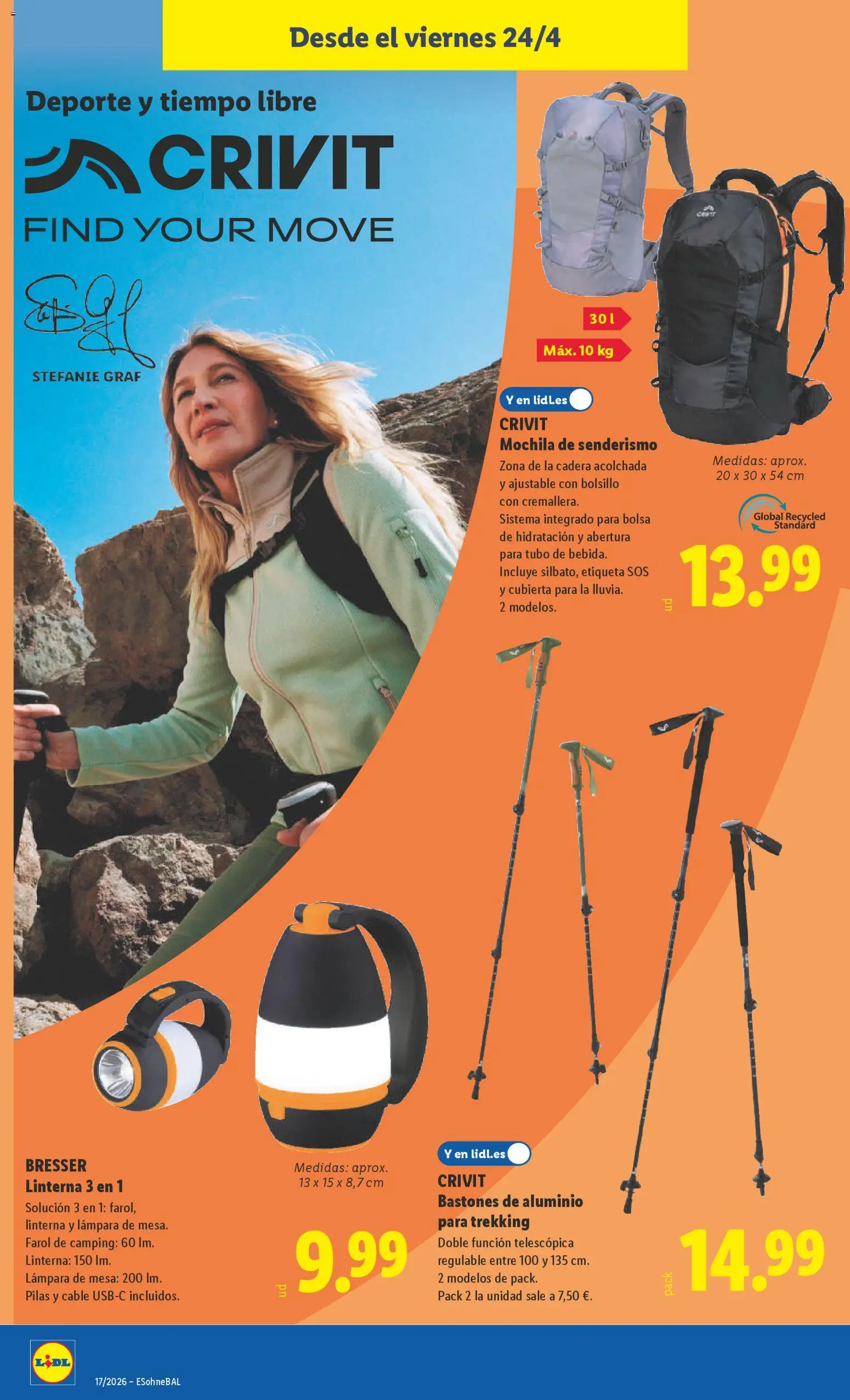Lidl folleto de bazar │ válido desde el 20.04.2026 | Página: 22 | Productos: Mochila, Farol, Mesa, Lámpara