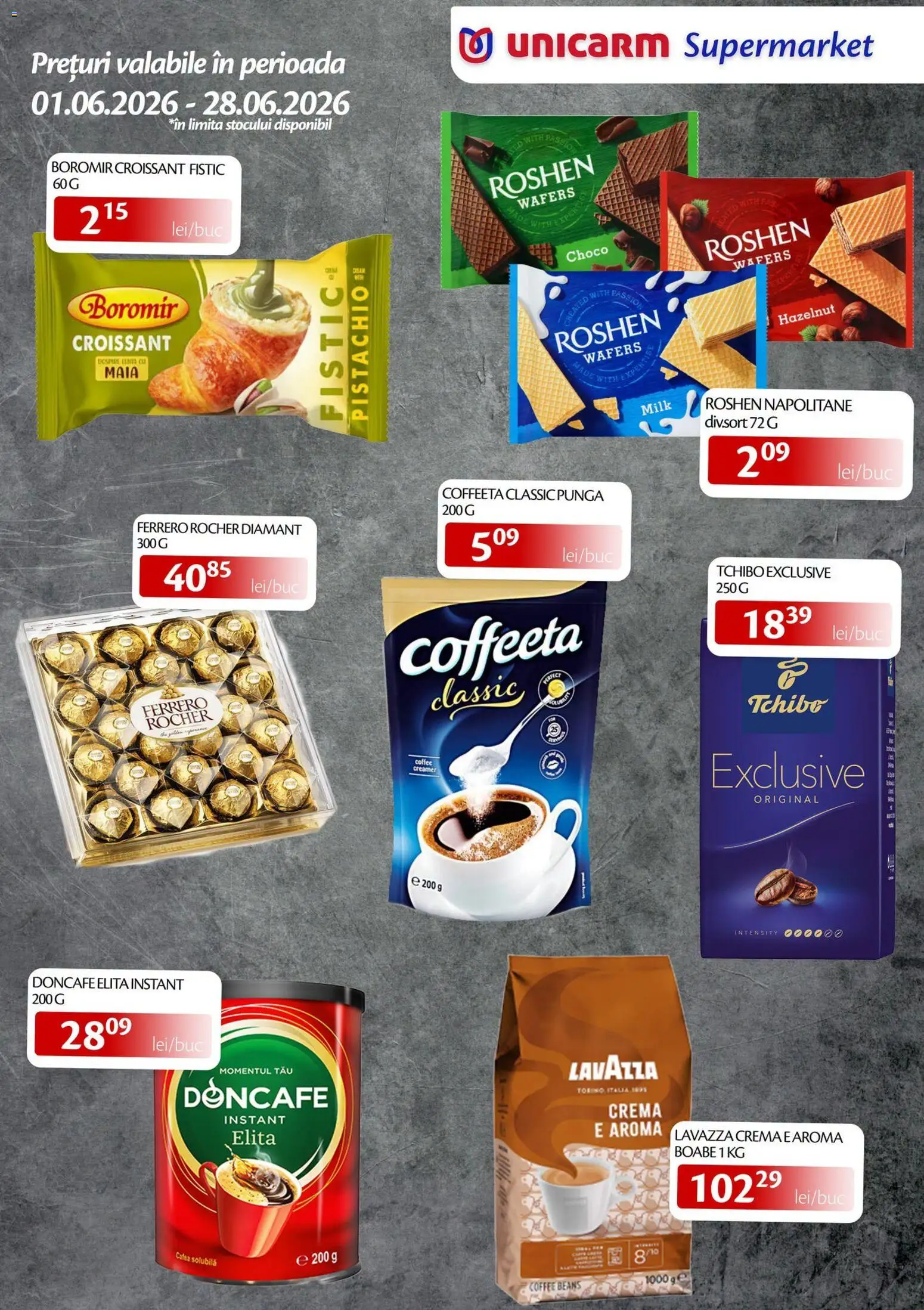 Noul catalog Unicarm – valabil de la 01.06.2026 | Pagină: 5 | Produse: Pungă, Cafea, Soda, Fistic