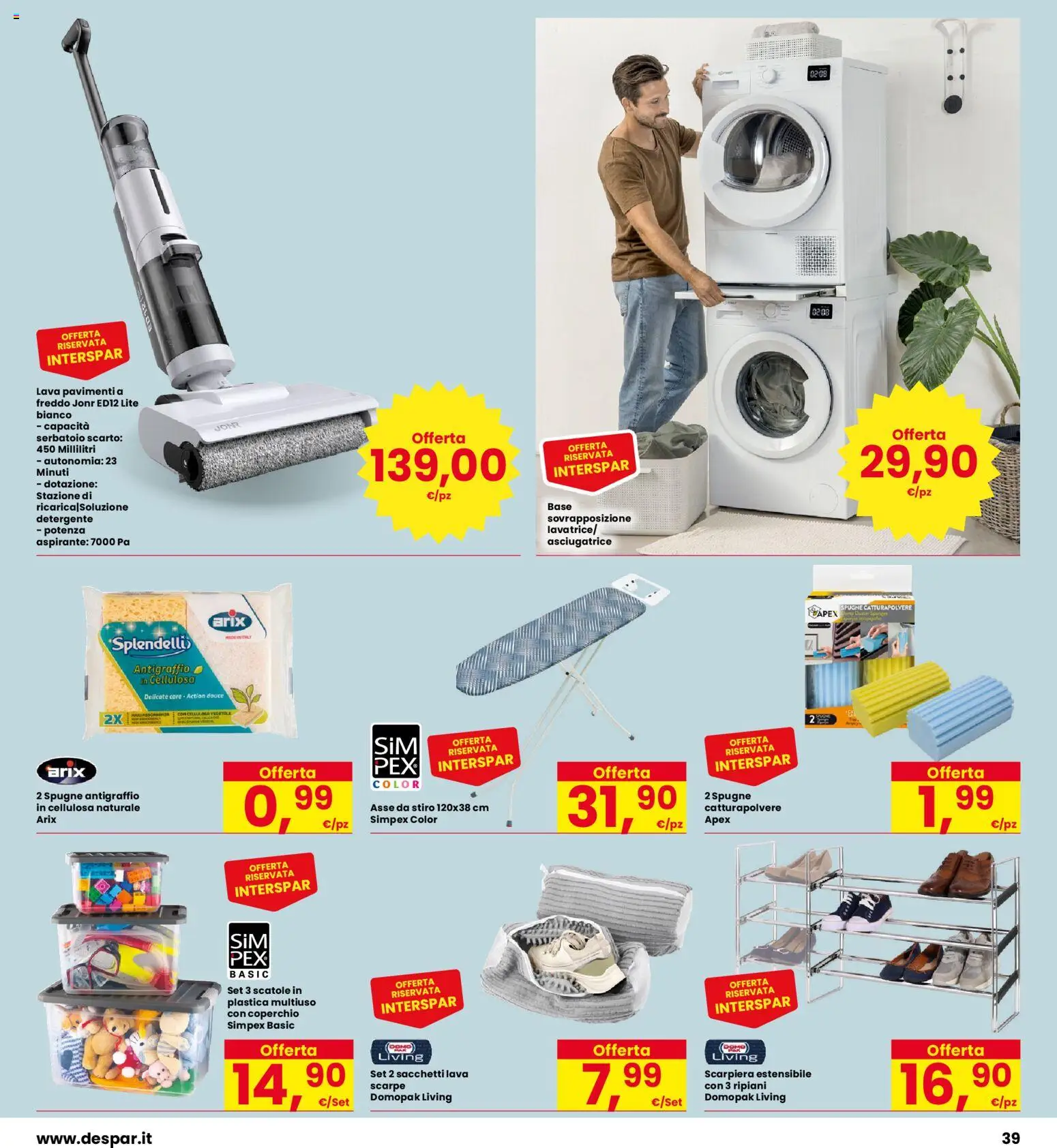 Volantino Eurospar del 24/09/2026 | Pagina: 39 | Prodotti: Asse da stiro, Coperchio, Asciugatrice, Spugne