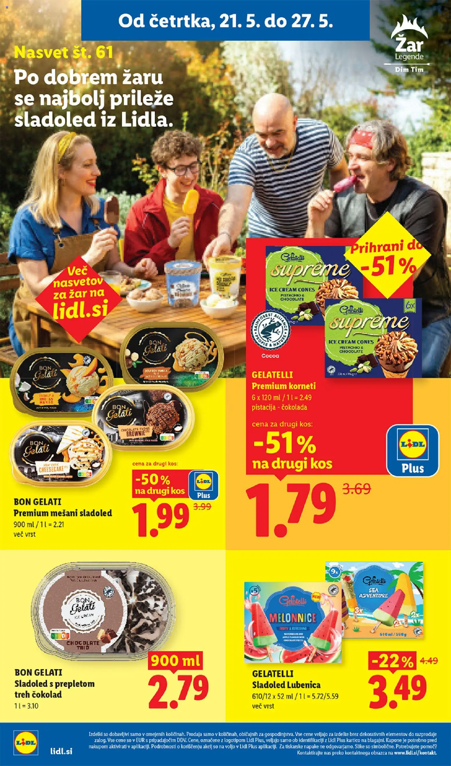 Novi Lidl katalog ponudbe – veljaven od 21.05.2026 | Stran: 14 | Izdelki: Lubenica, Kos, Cokolada, Sladoled