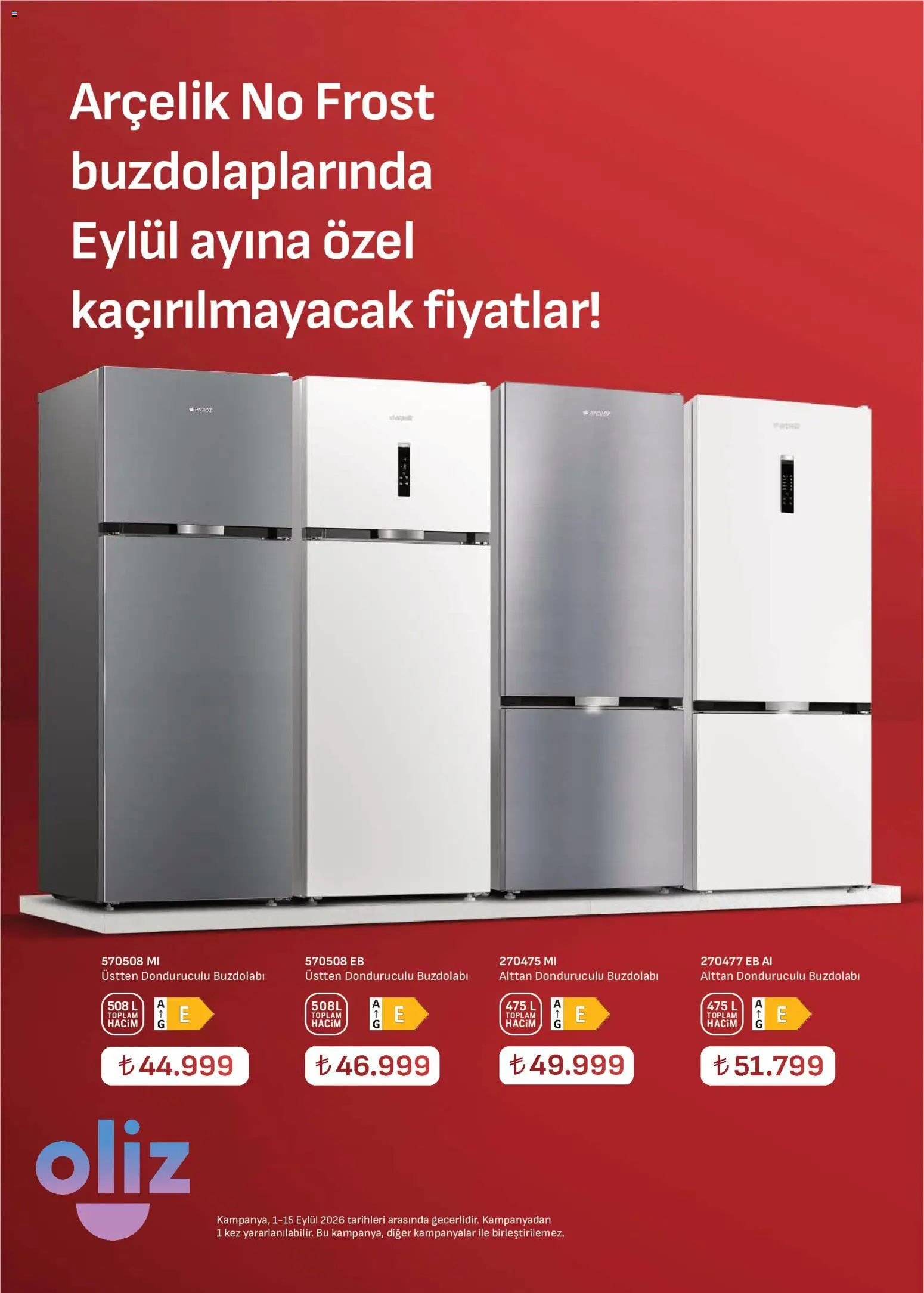 Arçelik Katalog - 01 Eylül 2026 tarihinden itibaren geçerlidir | Sayfa: 15 | Ürünler: Toplar, Buzdolabı