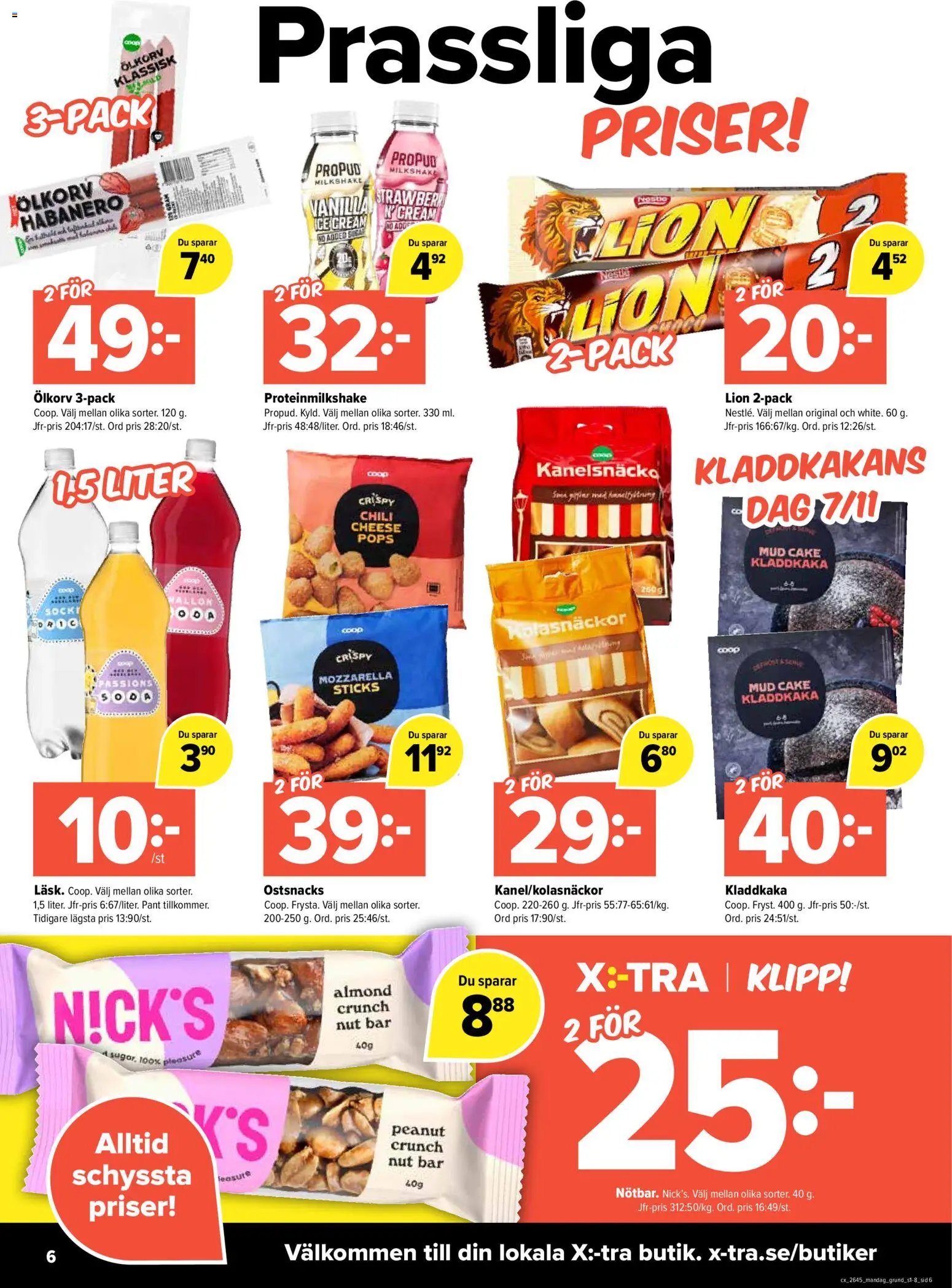 Coop X:-TRA reklamblad aktuell från 02/11/2026 | Sida: 6 | Produkter: Mozzarella, Kladdkaka, Chili