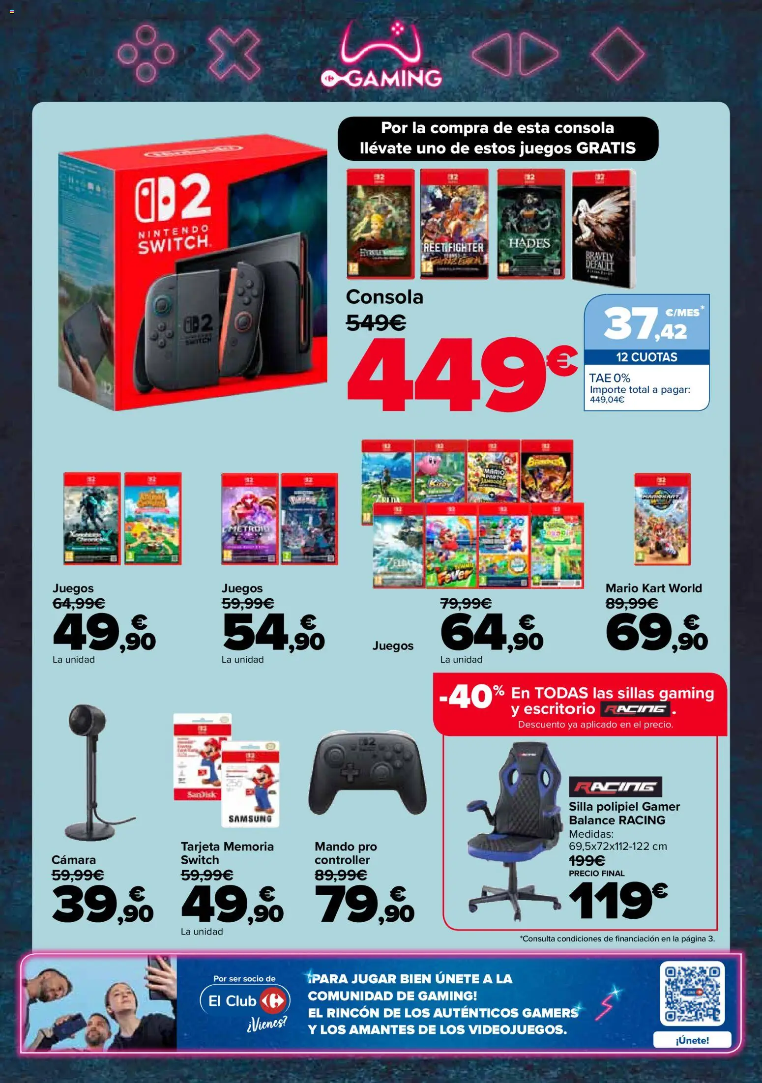 Carrefour Electroverano │ válido desde el 09.06.2026 | Página: 26 | Productos: Consola, Nintendo, Cámara, Silla