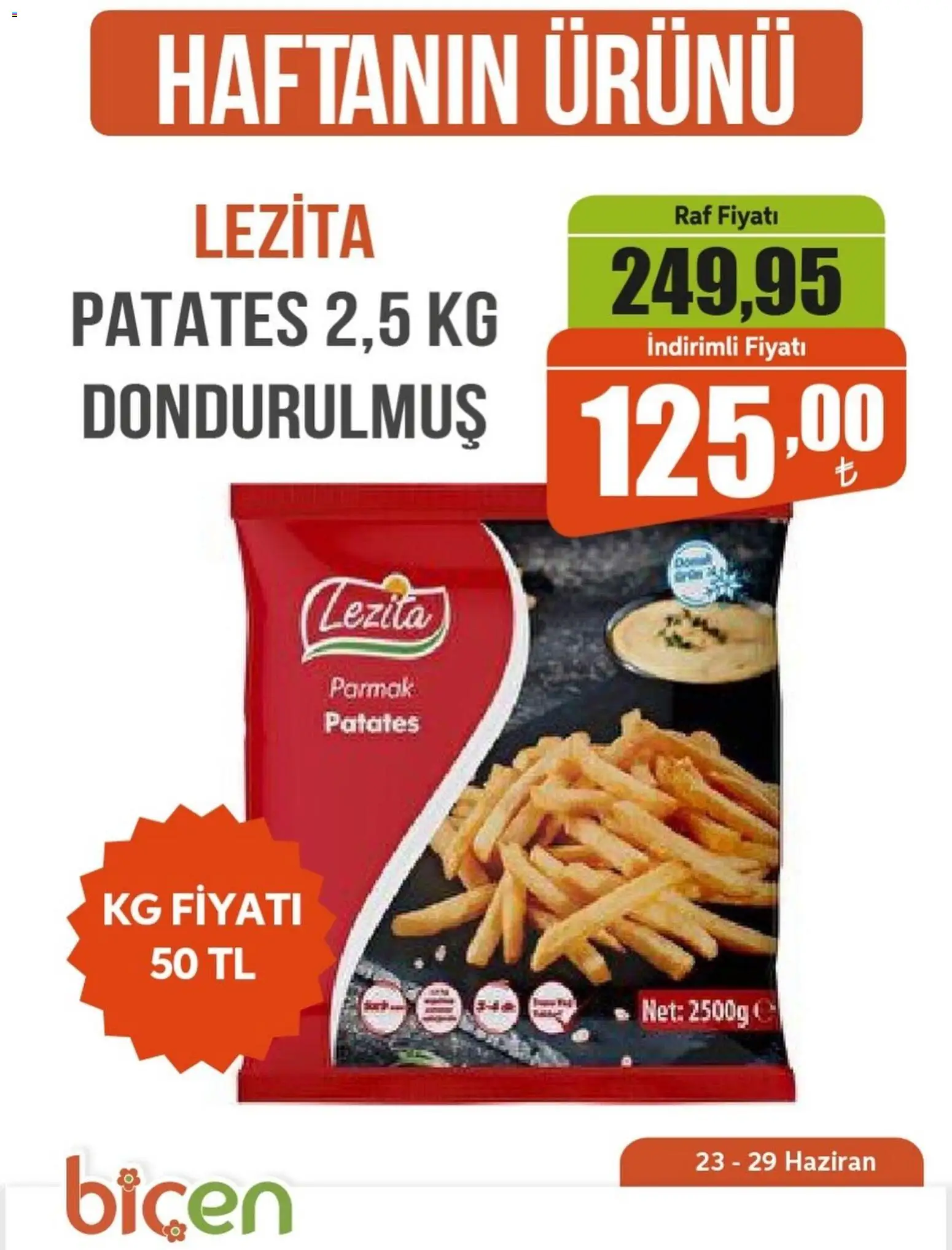 Biçen Market - Haftanın Ürünü - 23 Haziran 2026 tarihinden itibaren geçerlidir | Sayfa: 1 | Ürünler: Raf, Patates