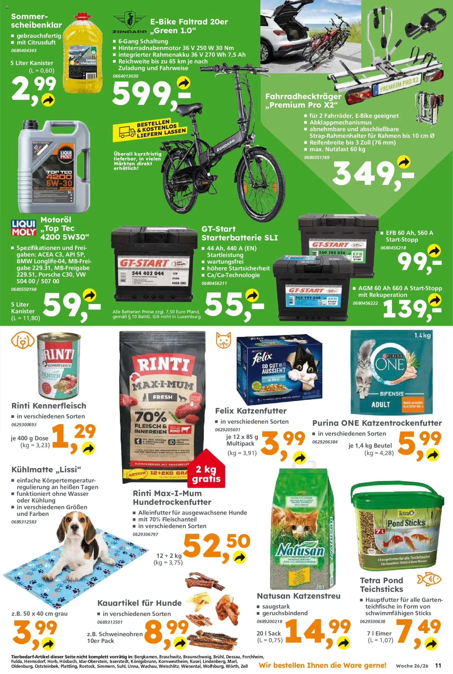 Globus Baumarkt Prospekt Dietzenbach – gültig ab 22.06.2026 | Seite: 11 | Produkte: Purina one, Katzenfutter, Batterien, Fleisch