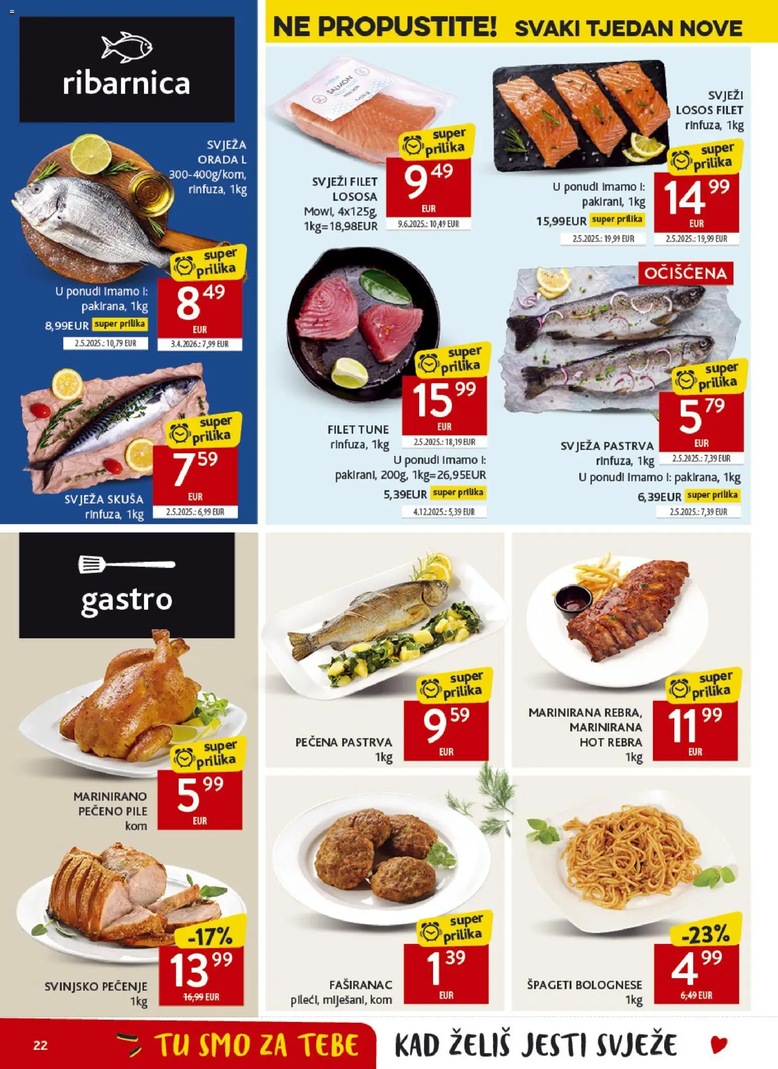 Konzum katalog | vrijedi od 15.04.2026 | Stranica: 22 | Proizvodi: Pastrva, Špageti, Skuša, Pečeno pile