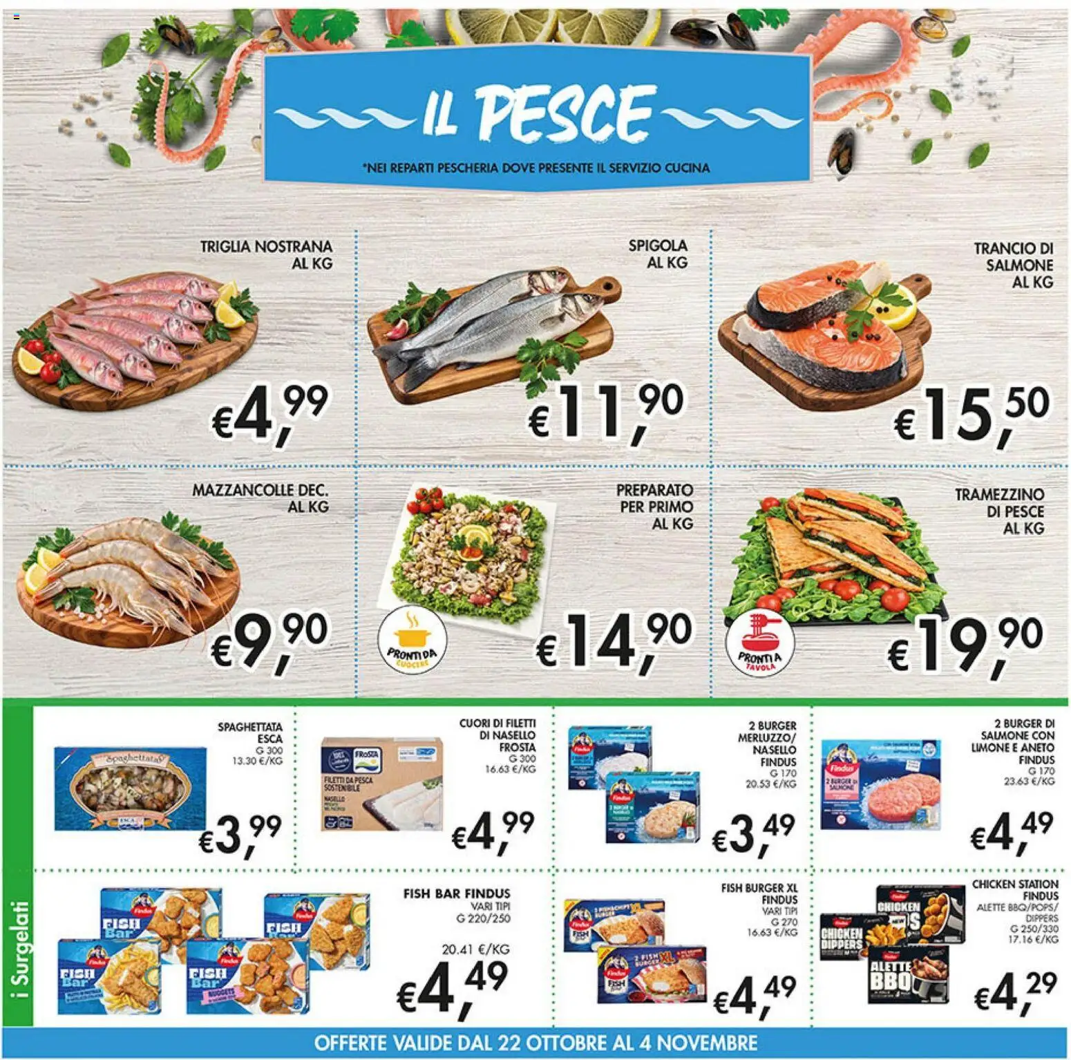 Volantino Coal del 22/10/2026 | Pagina: 10 | Prodotti: Salmone, Mazzancolle, Pesca, Nasello