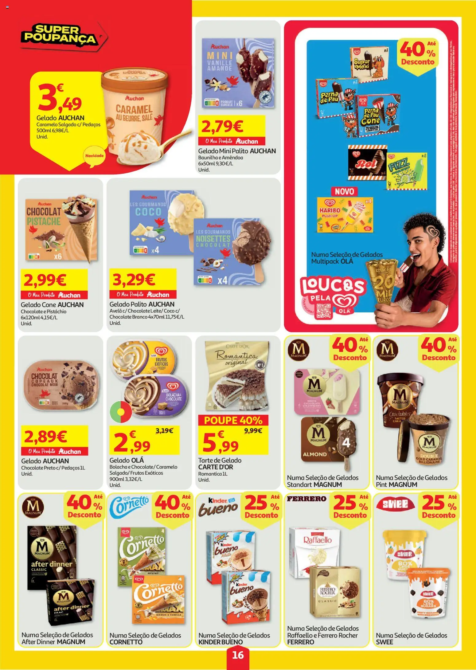 Auchan folheto │ válido de 30/07/2026 | Página: 16 | Produtos: Ferrero rocher, Gelado, Chocolate, Tarte