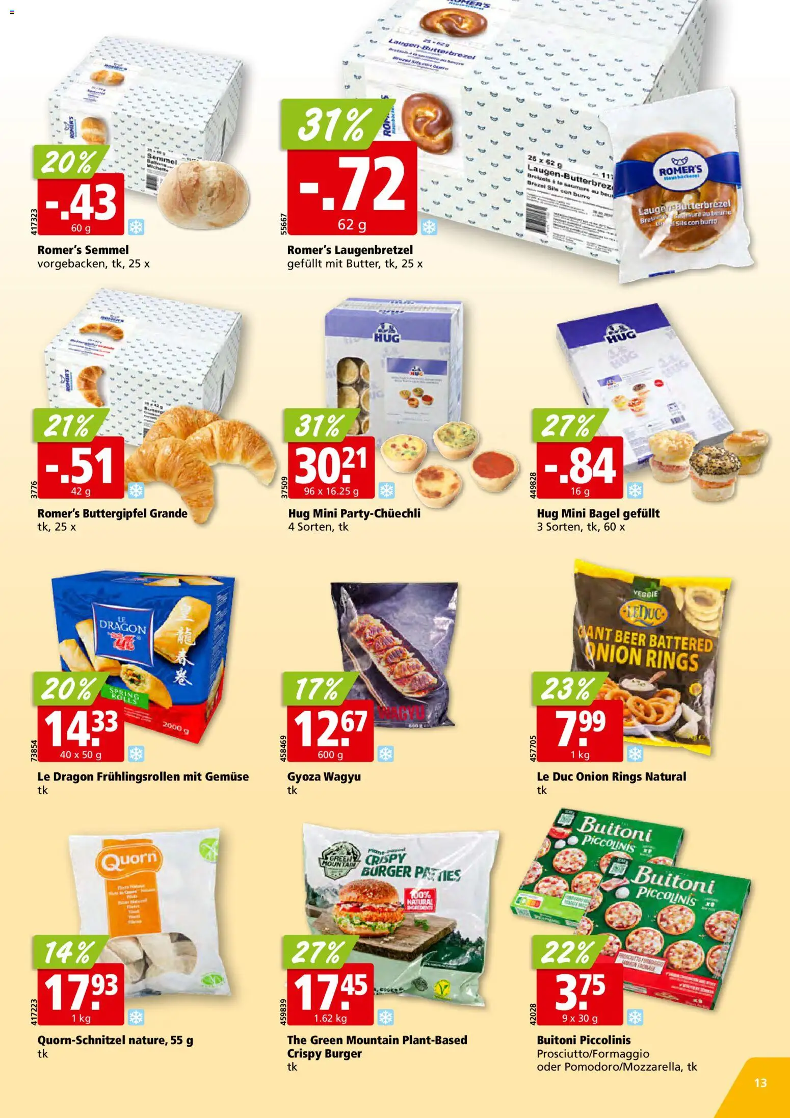 Aligro aktionen Schlieren, Gossau SG, Frauenfeld, Rapperswil-Jona, Sargans, Bern – gültig ab 06.07.2026 | Seite: 13 | Produkte: Burger, Gemüse