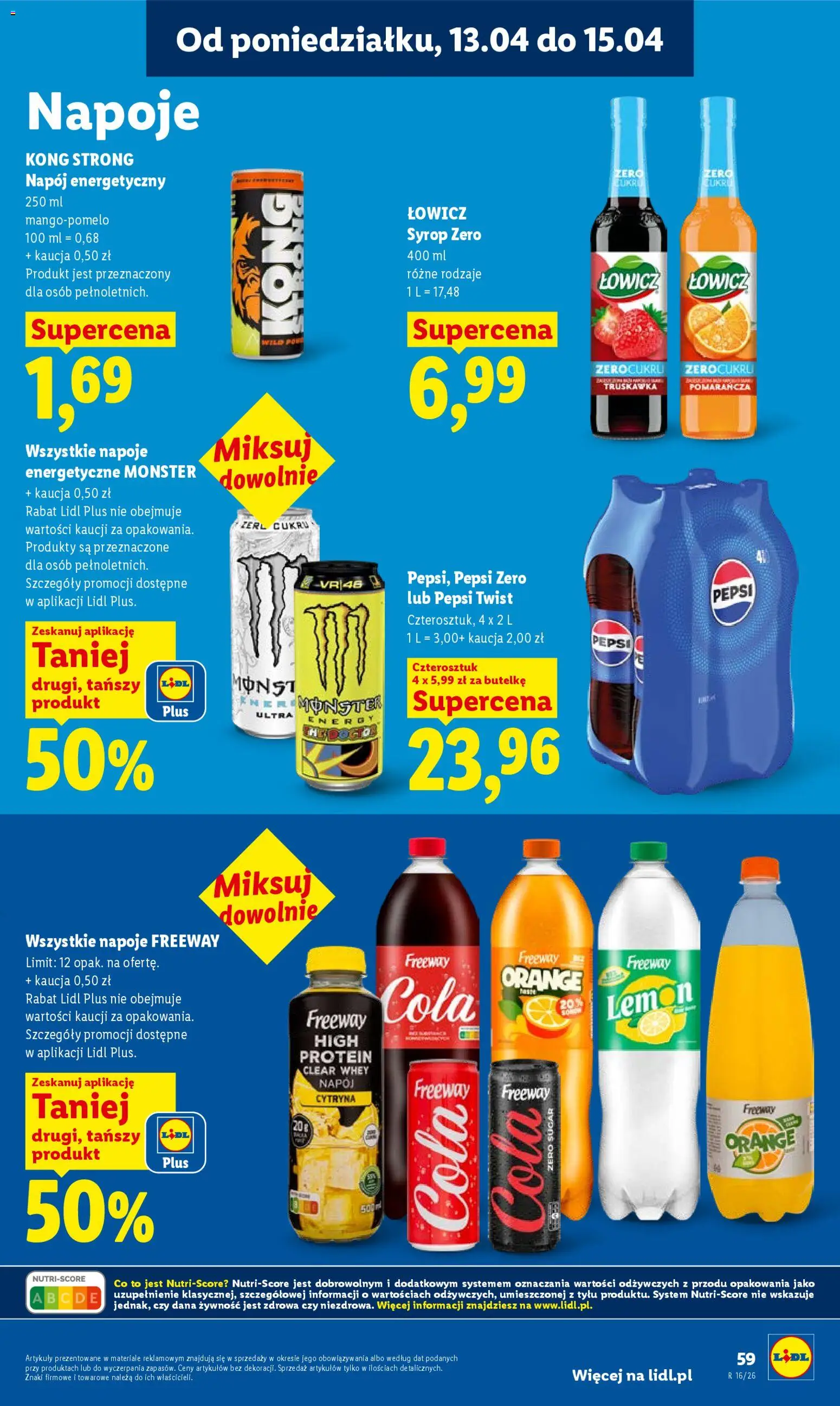 Lidl gazetka od 13.04.2026 | Strona: 65 | Produkty: Cytryna, Syrop, Napoje, Pepsi