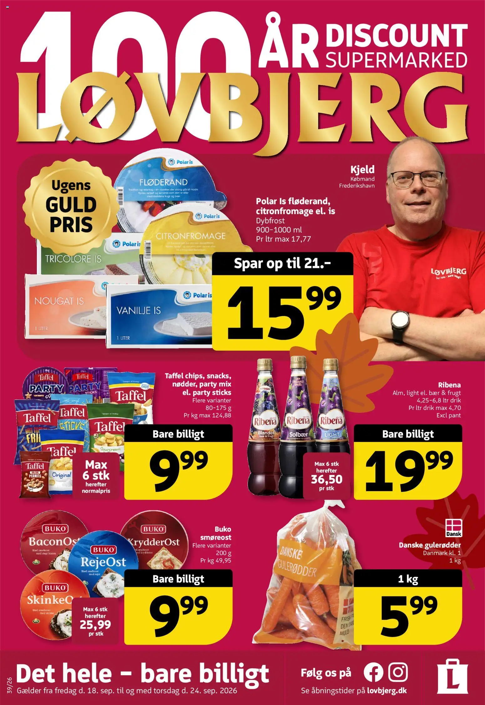 Løvbjerg tilbudsavis – gyldig fra 18/09/2026 | Side: 1 | Produkter: Peanuts, Is, Nougat, Søm