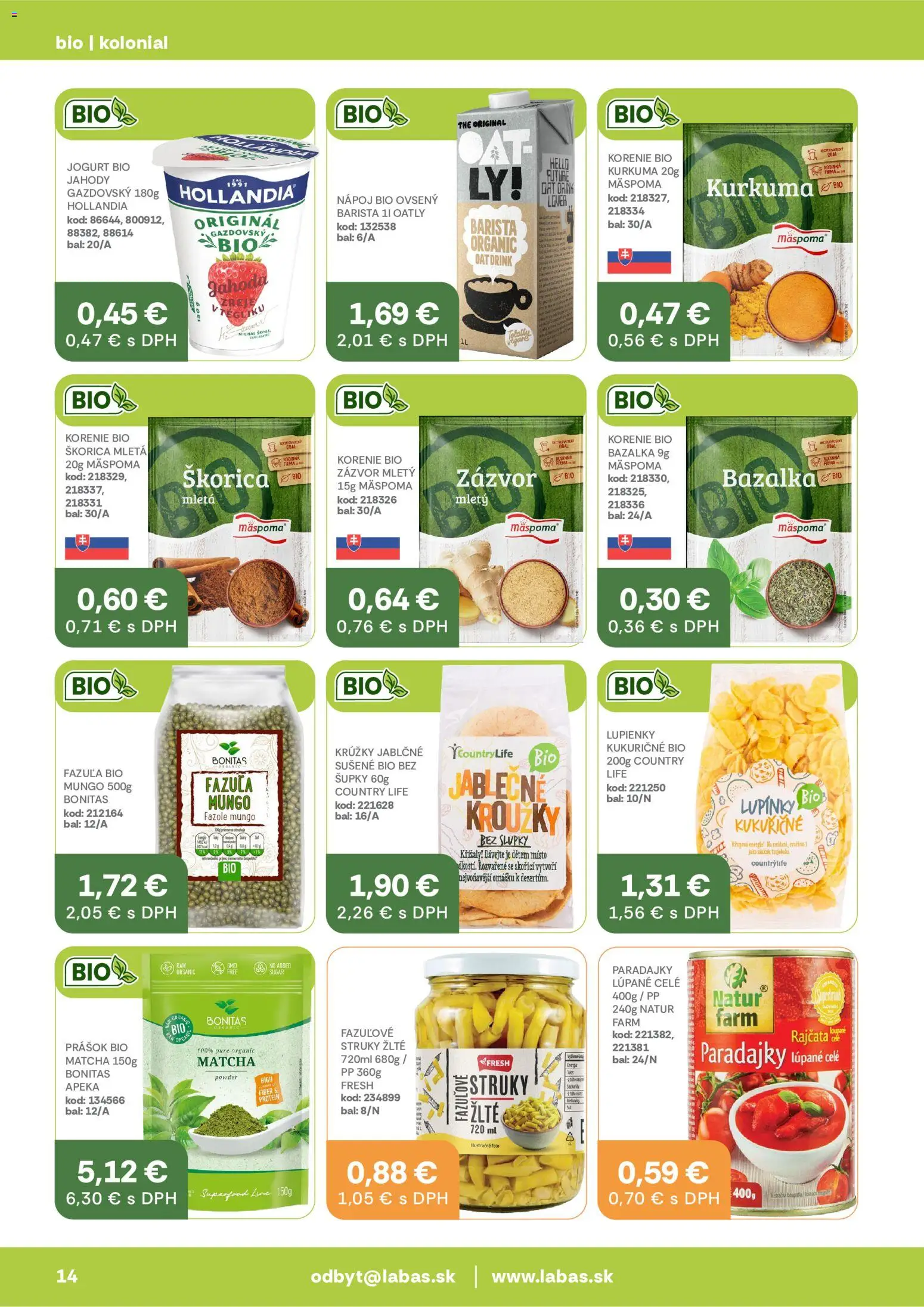 Nové Labaš akcie – leták je platný od 03.07.2026 | Strana: 14 | Produkty: Jogurt, Zázvor, Barista, Jahody