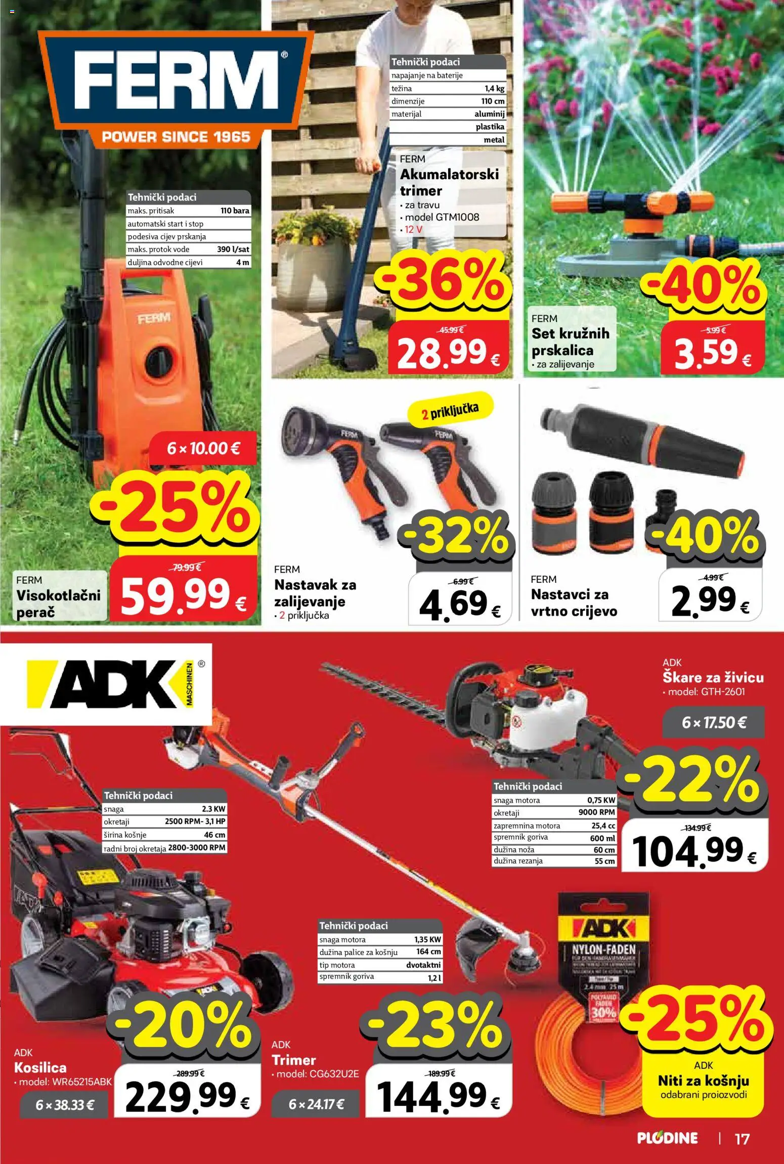 Plodine katalog | vrijedi od 11.03.2026 | Stranica: 17 | Proizvodi: Kosilica, Trimer, Škare, Vrtno crijevo