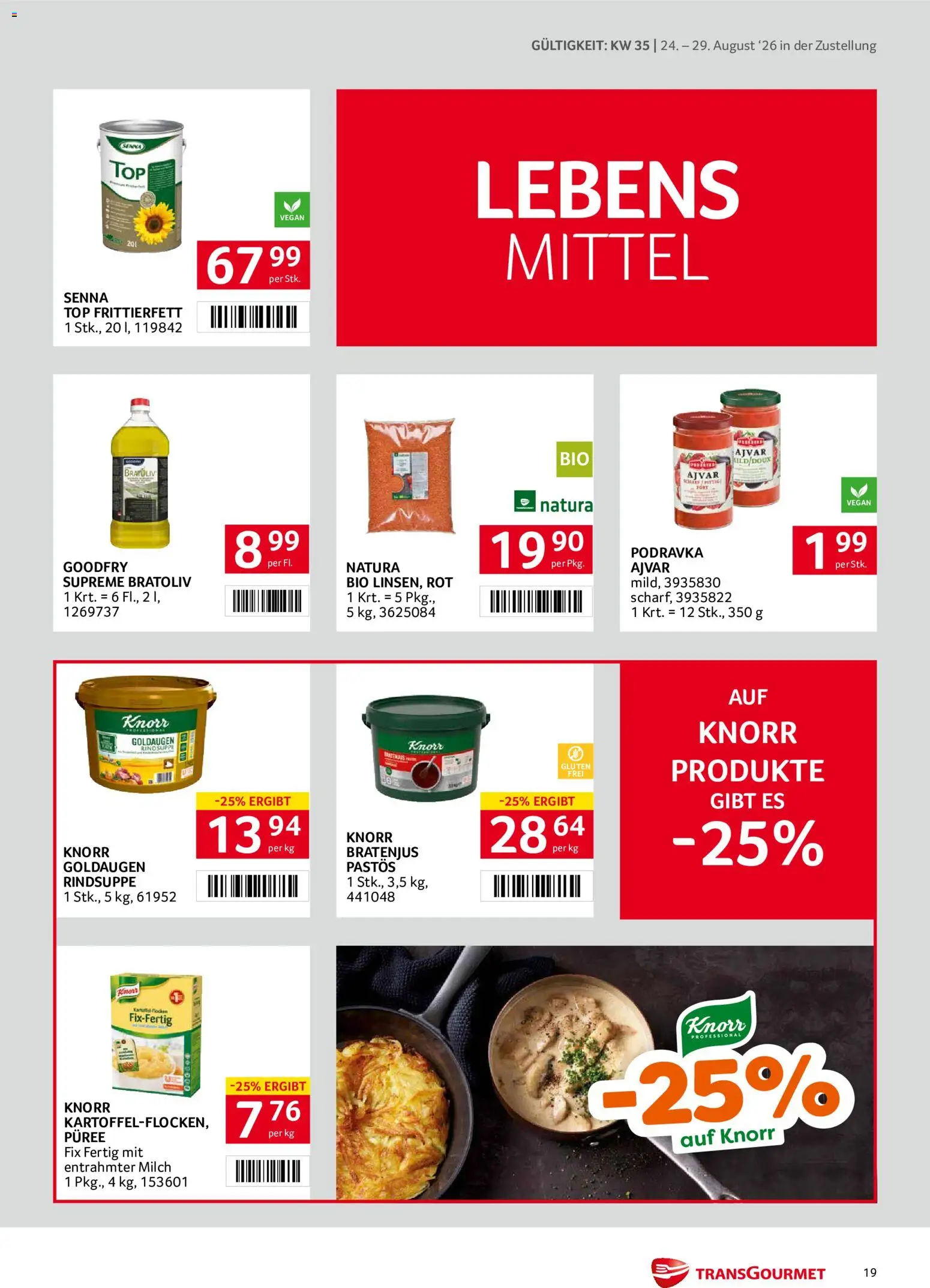 Transgourmet Zustellaktion gültig ab 24.08.2026 | Seite: 19 | Produkte: Milch