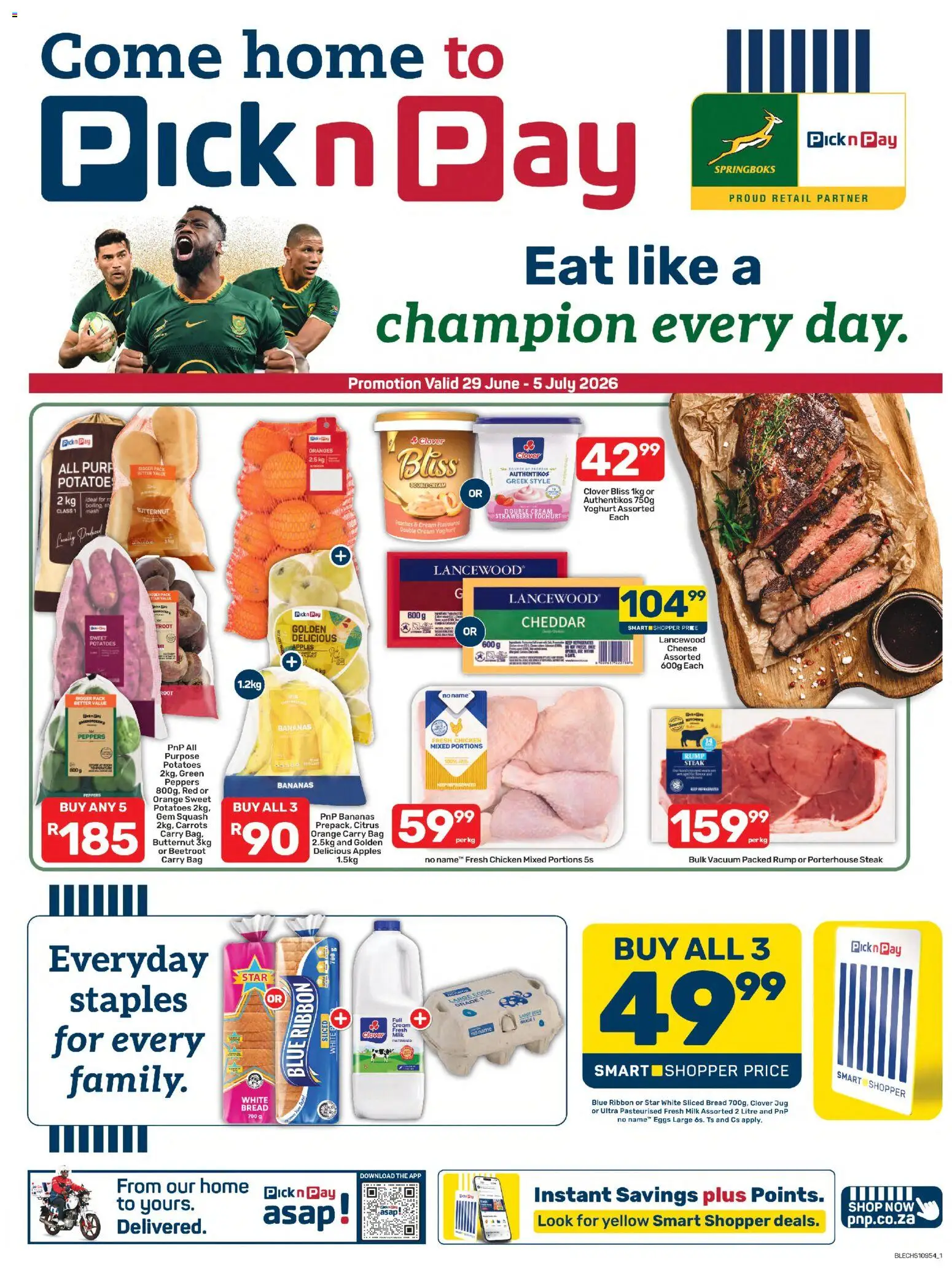 New Pick n Pay catalogue – valid from 29/06/2026 | Page: 1 | Products: Squash, Cheese, Apples, Potatoes