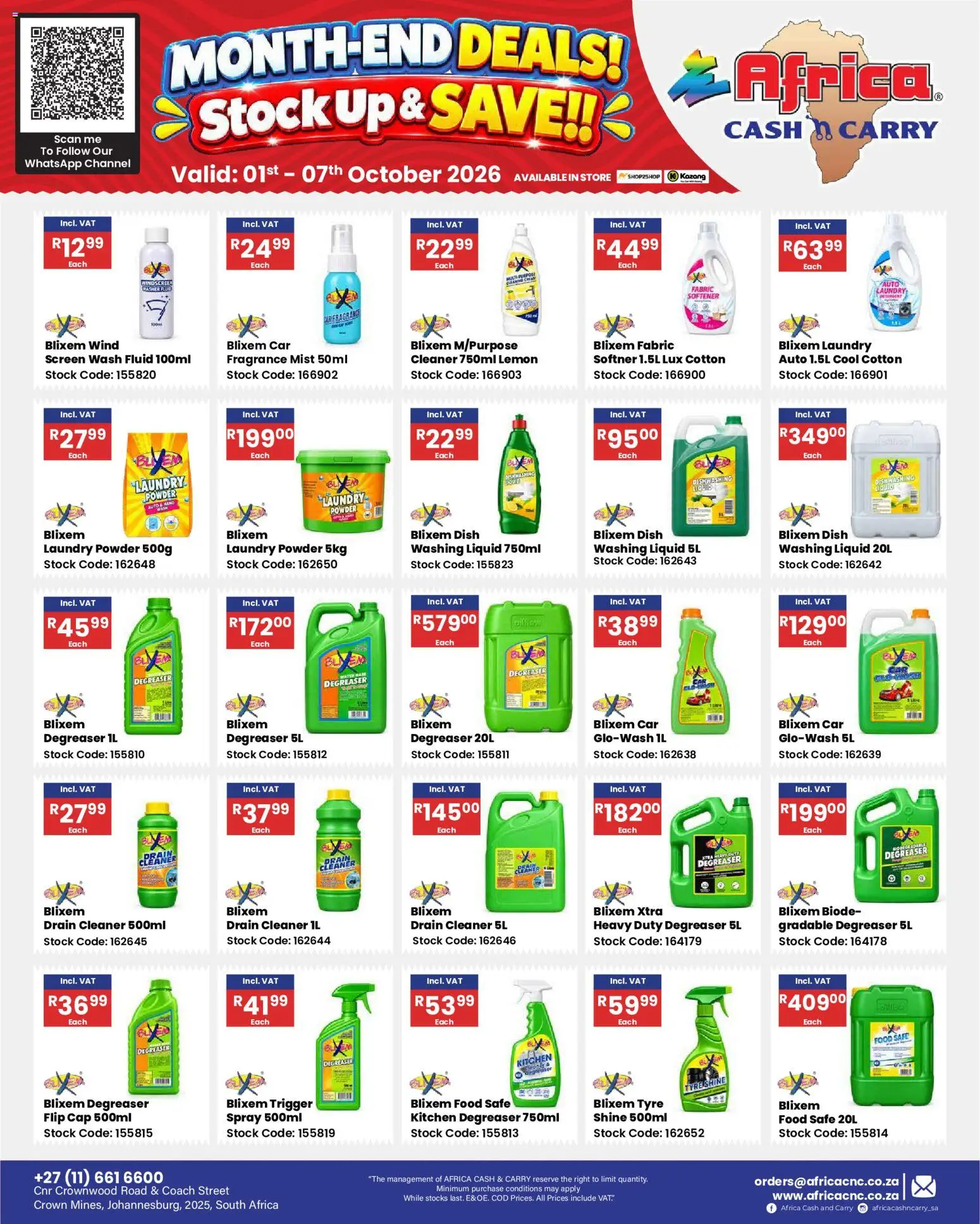 New Africa Cash & Carry catalogue – valid from 01/10/2026 | Page: 61 | Products: Cap, Powder, Degreaser, Stock
