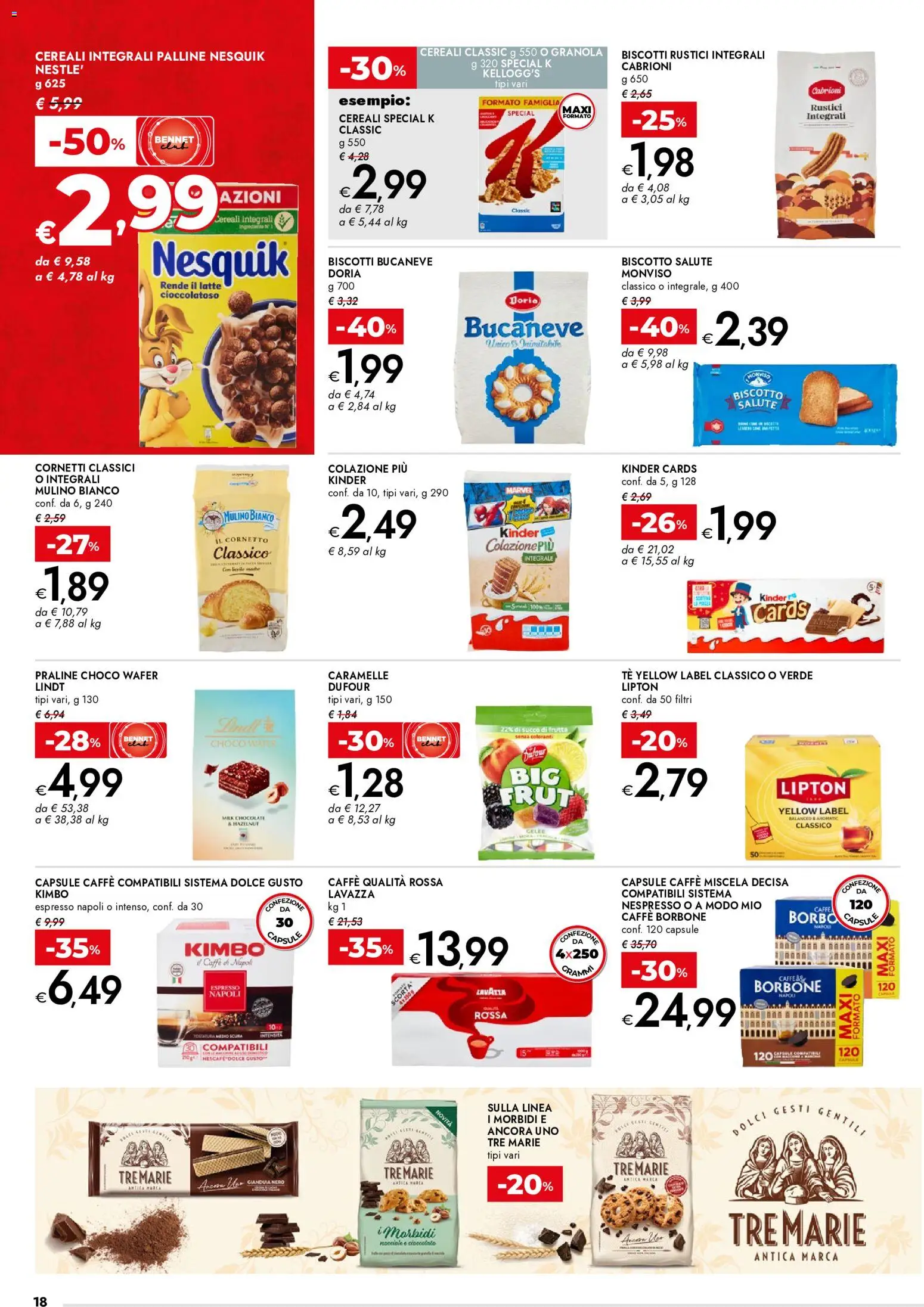 Volantino bennet del 07.05.2026 | Pagina: 18 | Prodotti: Tè, Caramelle, Latte, Lavazza