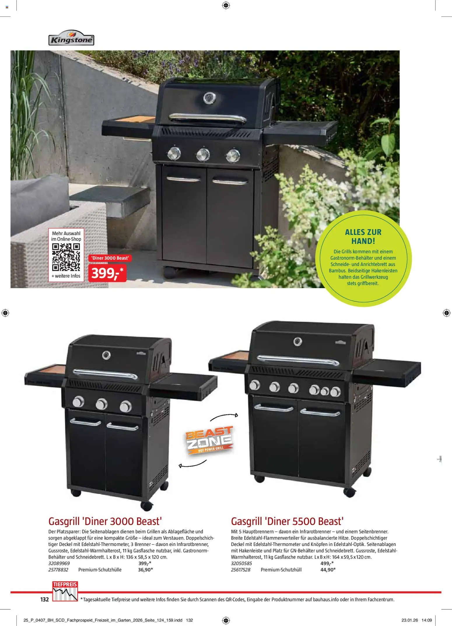 Bauhaus Freizeit im Garten – gültig ab 02.03.2026 | Seite: 132 | Produkte: Grill, Hakenleiste