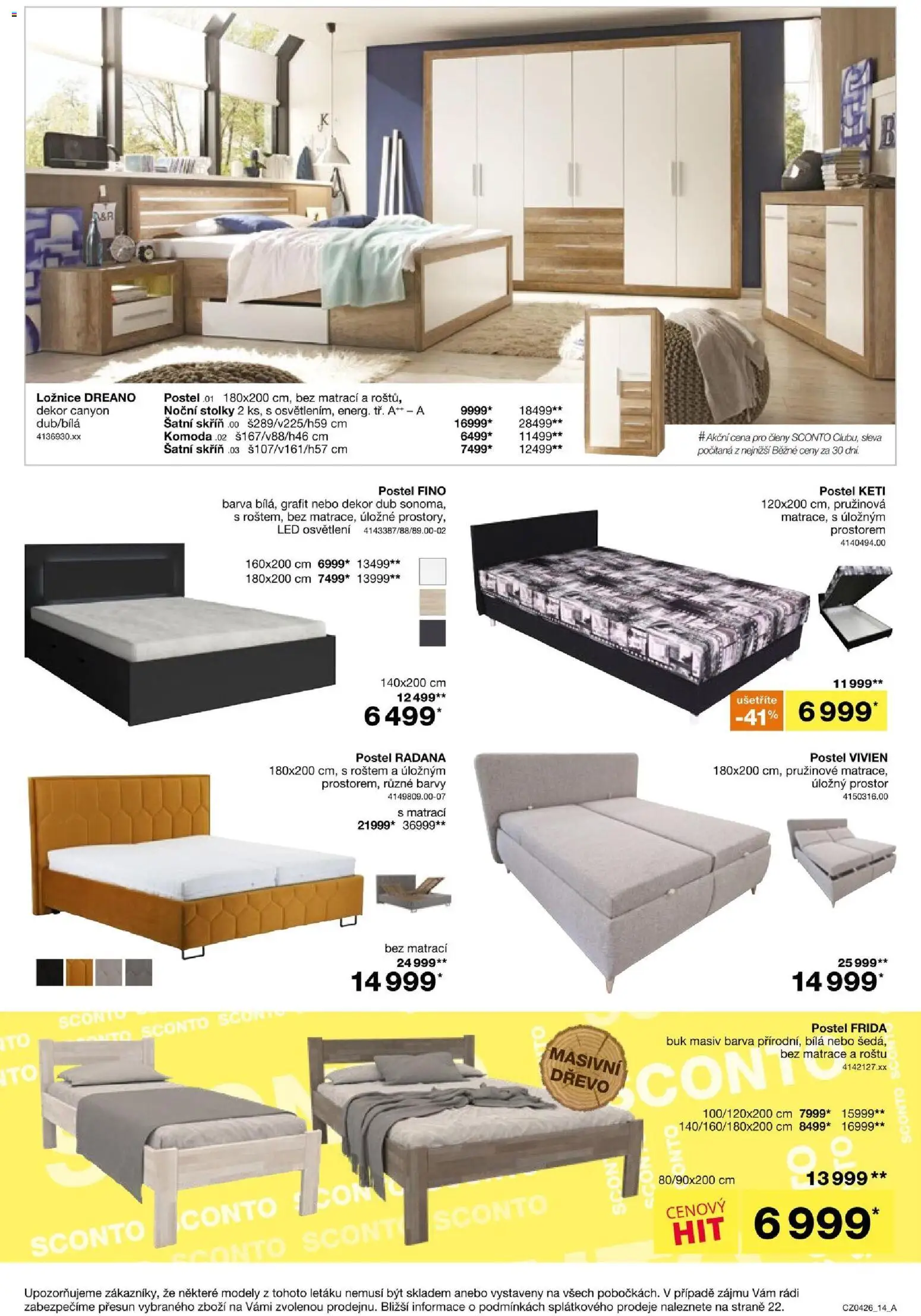 Sconto nábytek leták od 04.03.2026 | Strana: 14 | Produkty: Šatní skříň, Modely, Barvy, LED