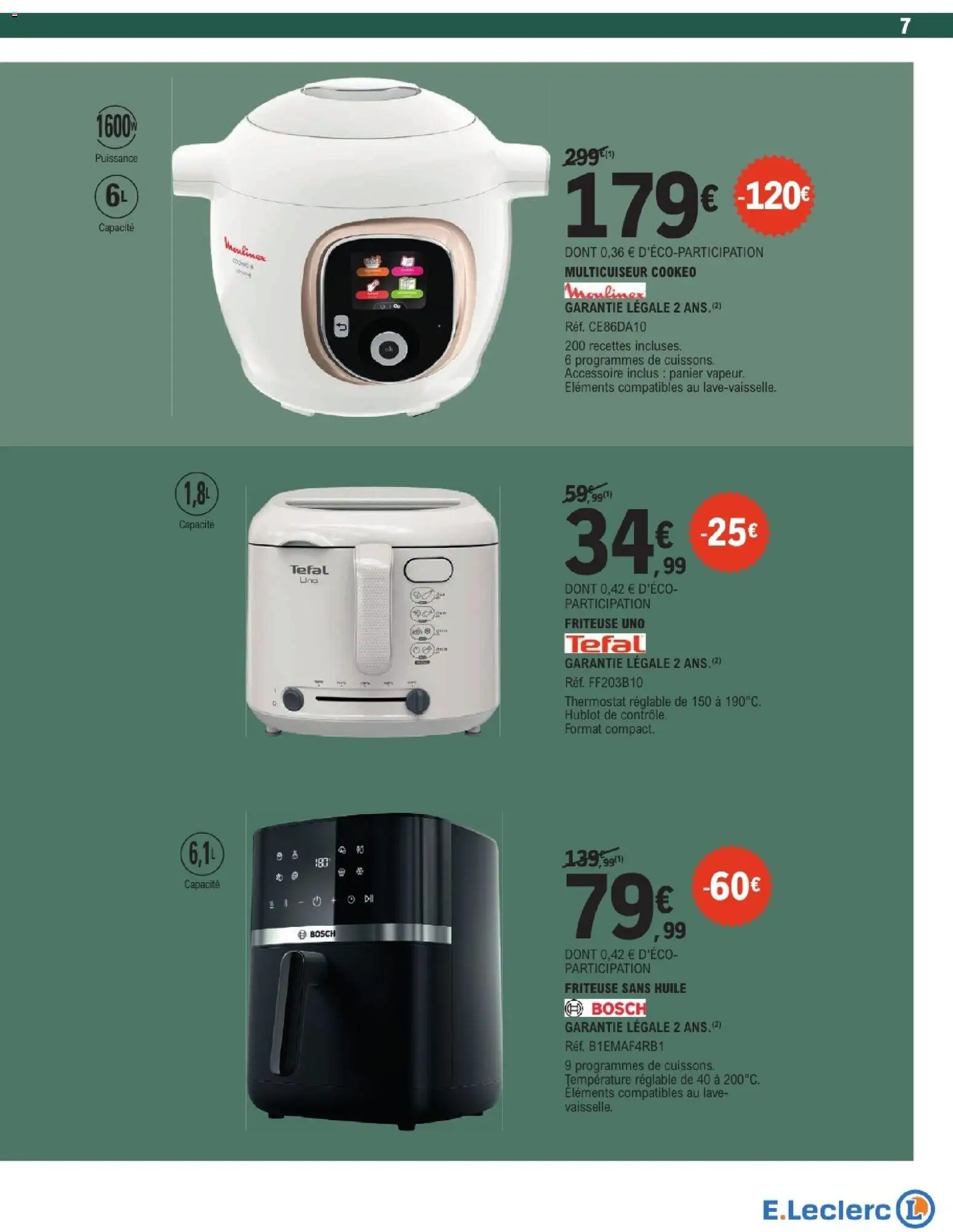 {H1} | Page: 7 | Produits: Cookeo, Friteuse, Moulinex, Tefal