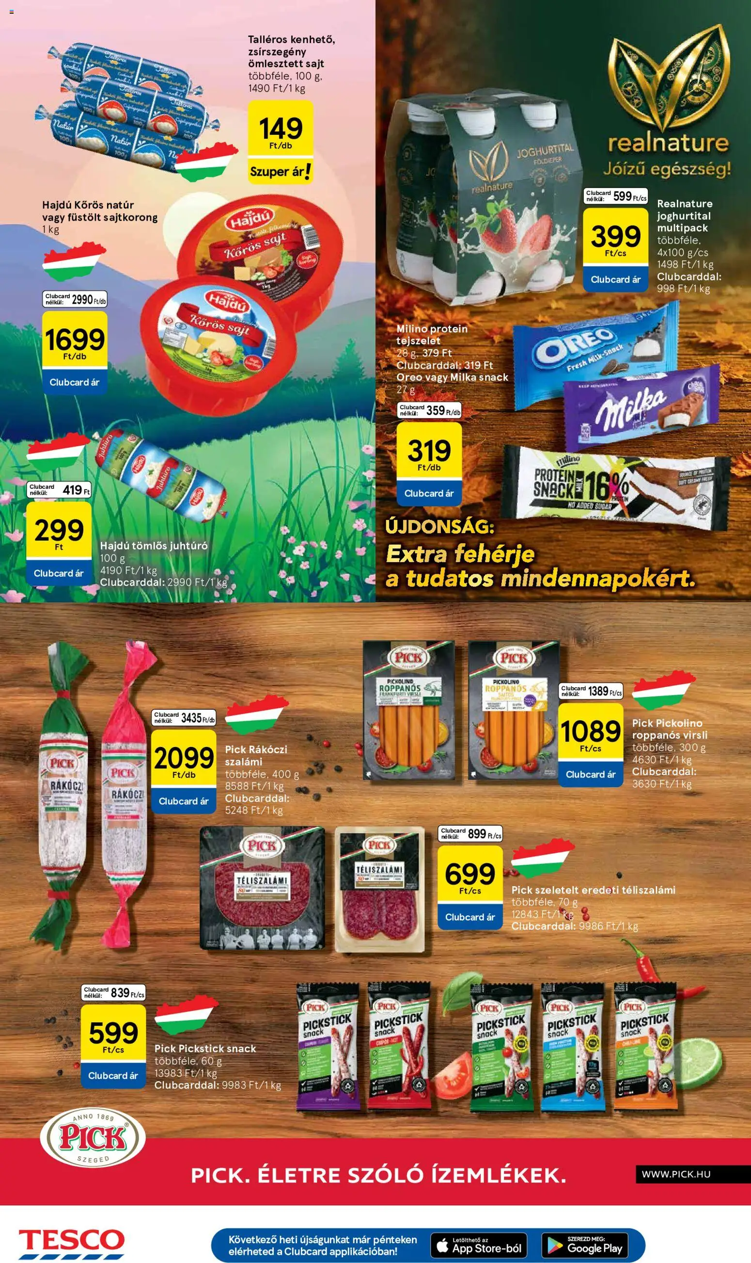 Tesco akciós ujság - amely érvényes a következő dátumtól: 2026.10.01. | Oldal: 18 | Termékek: Virsli, Milka, Pick, Juhtúró